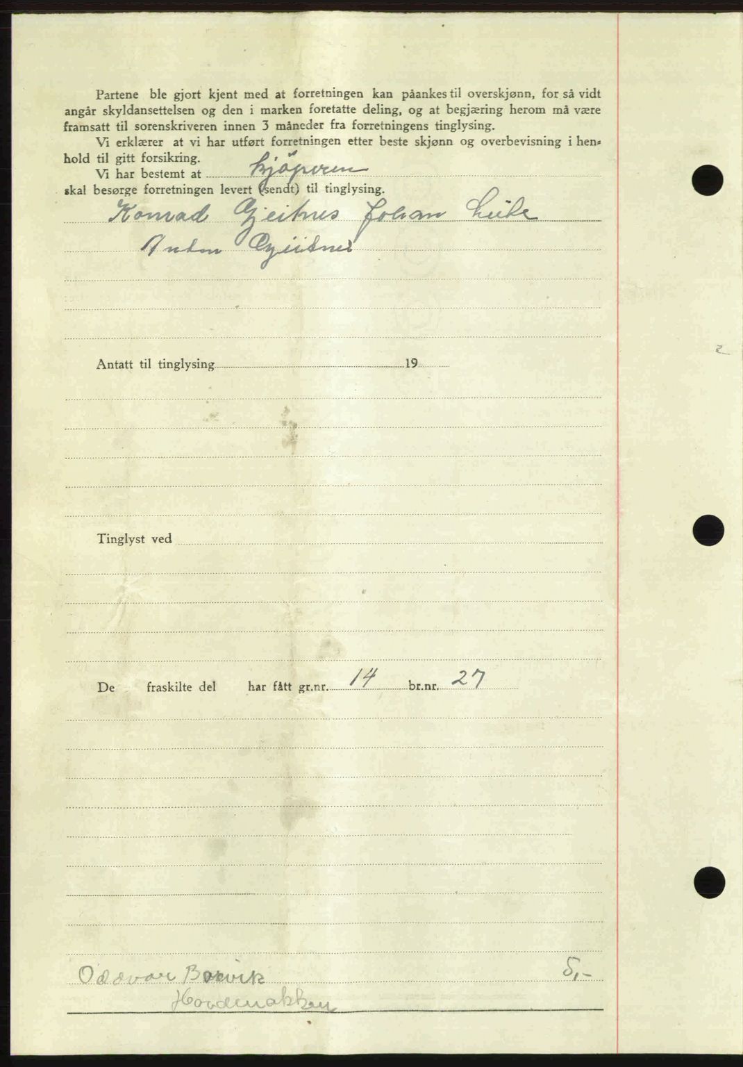 Romsdal sorenskriveri, SAT/A-4149/1/2/2C: Mortgage book no. A22, 1947-1947, Diary no: : 532/1947