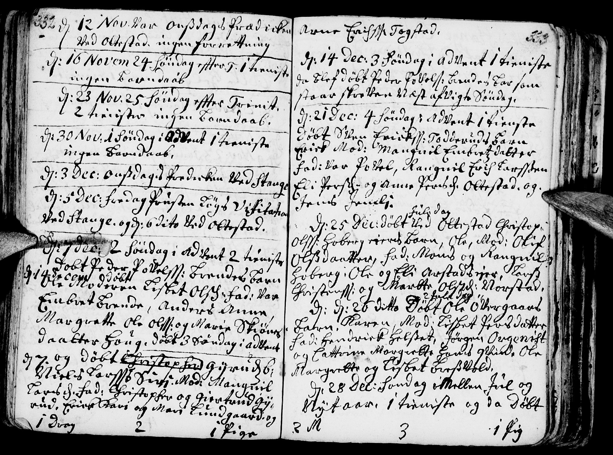 Stange prestekontor, AV/SAH-PREST-002/K/L0002: Parish register (official) no. 2, 1724-1740, p. 332-333