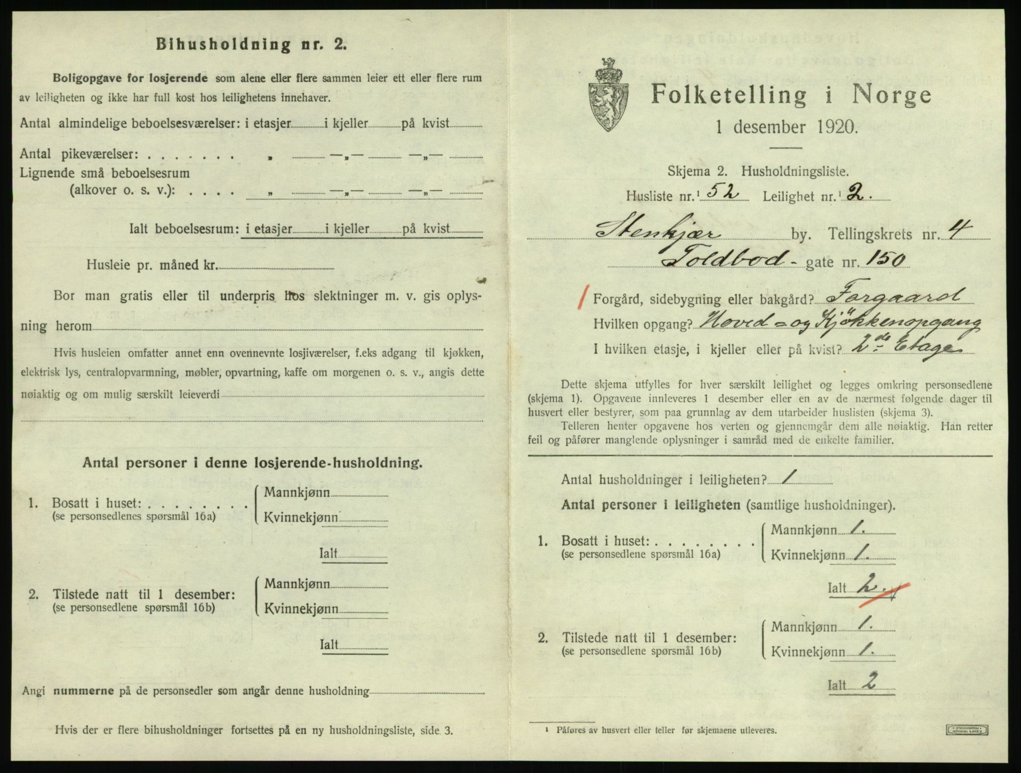 SAT, 1920 census for Steinkjer, 1920, p. 2340