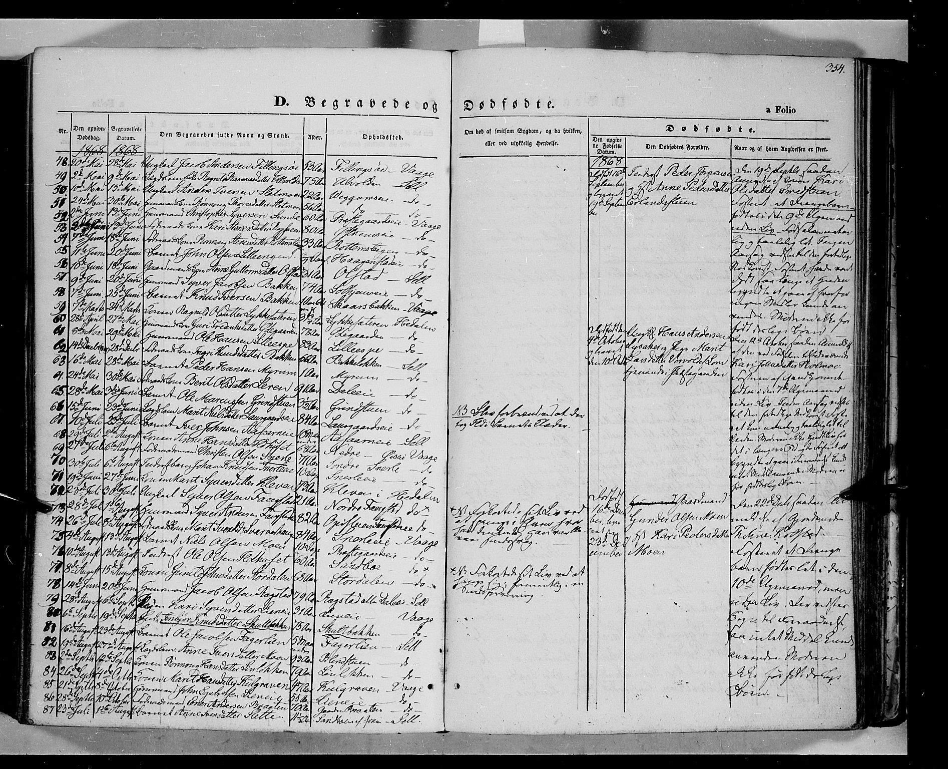 Vågå prestekontor, SAH/PREST-076/H/Ha/Haa/L0006: Parish register (official) no. 6 /1, 1856-1872, p. 354