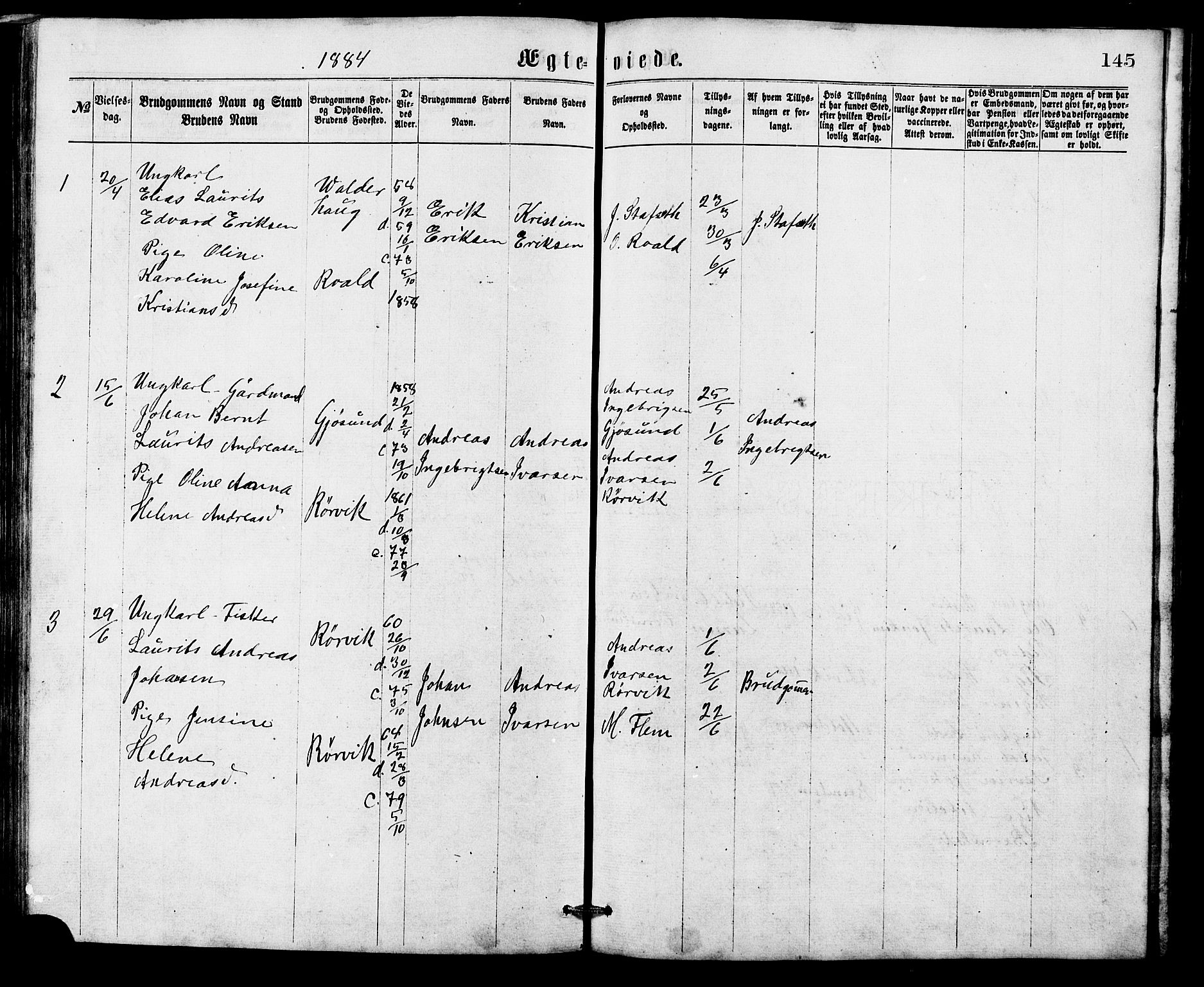 Ministerialprotokoller, klokkerbøker og fødselsregistre - Møre og Romsdal, SAT/A-1454/537/L0521: Parish register (copy) no. 537C02, 1869-1888, p. 145