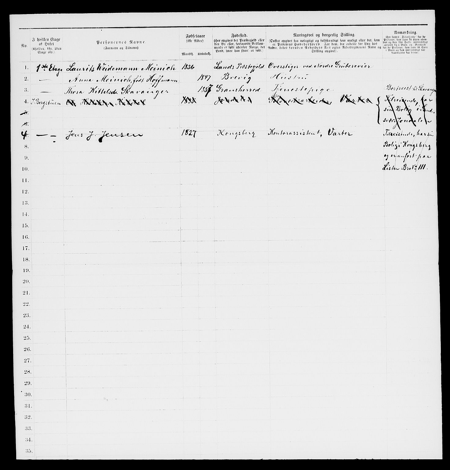 SAKO, 1885 census for 0604 Kongsberg, 1885, p. 1323