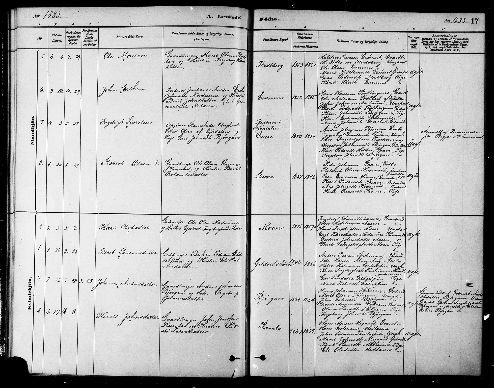 Ministerialprotokoller, klokkerbøker og fødselsregistre - Sør-Trøndelag, AV/SAT-A-1456/685/L0972: Parish register (official) no. 685A09, 1879-1890, p. 17