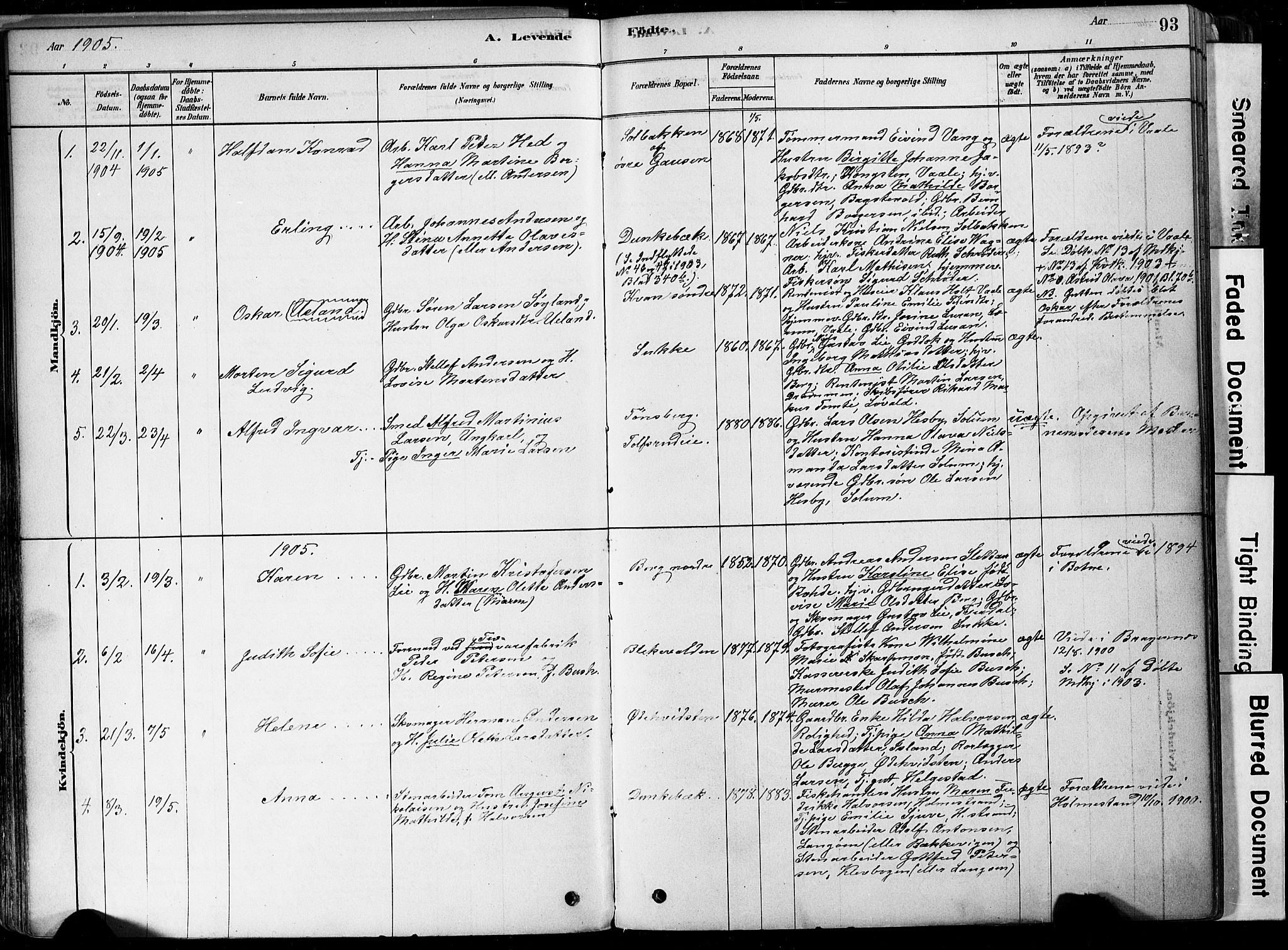 Botne kirkebøker, AV/SAKO-A-340/F/Fa/L0007: Parish register (official) no. I 7, 1878-1910, p. 93