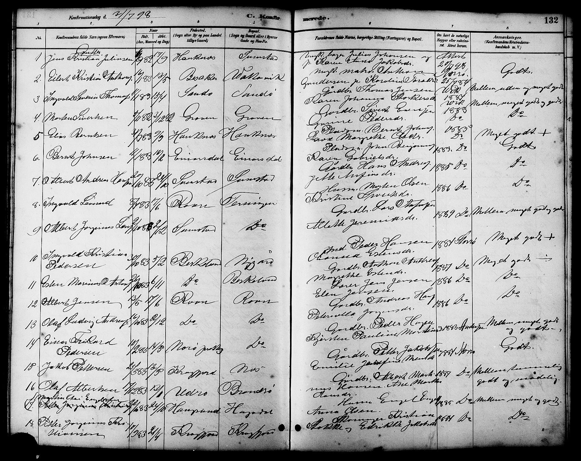 Ministerialprotokoller, klokkerbøker og fødselsregistre - Sør-Trøndelag, SAT/A-1456/657/L0716: Parish register (copy) no. 657C03, 1889-1904, p. 132