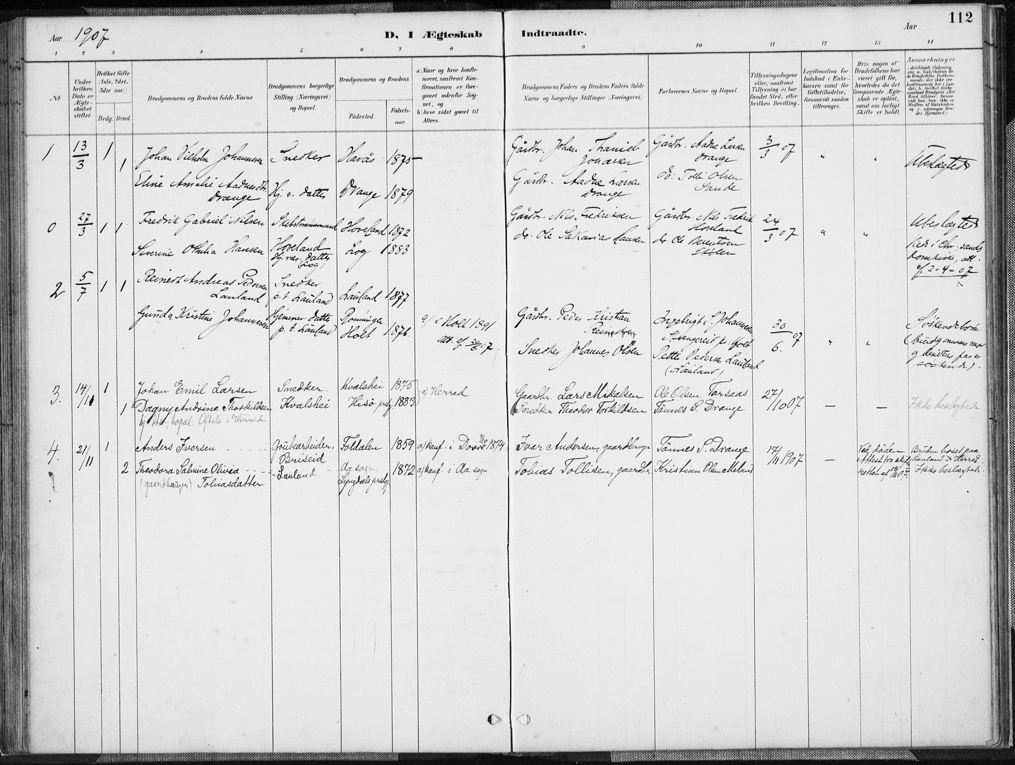 Herad sokneprestkontor, SAK/1111-0018/F/Fa/Faa/L0006: Parish register (official) no. A 6, 1887-1907, p. 112