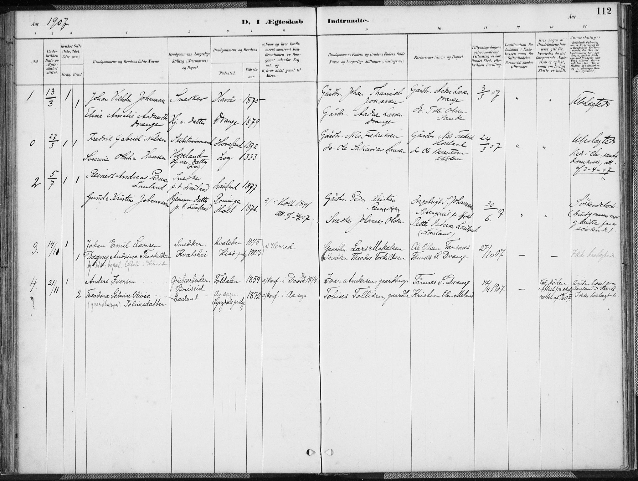 Herad sokneprestkontor, AV/SAK-1111-0018/F/Fa/Faa/L0006: Parish register (official) no. A 6, 1887-1907, p. 112