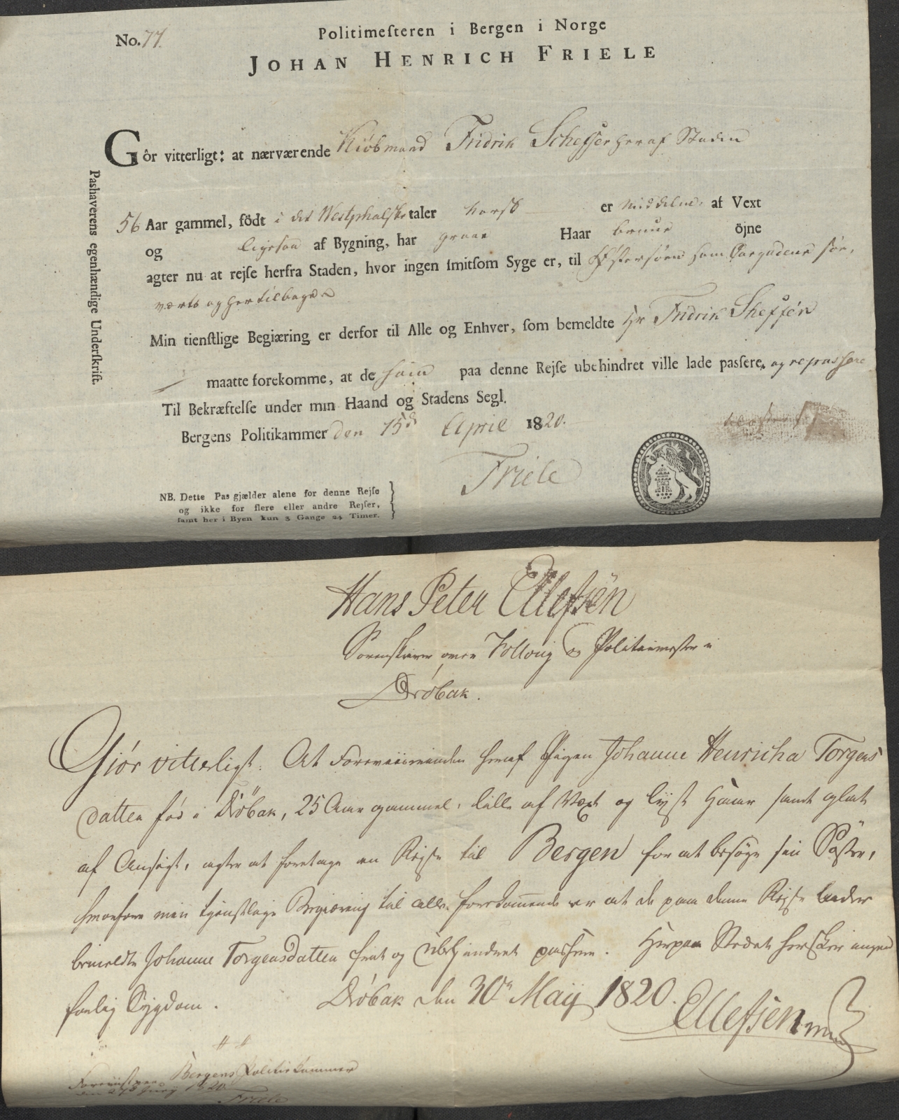 Bergen politikammer / politidistrikt, AV/SAB-A-60401/L.b, 1816-1822, p. 58