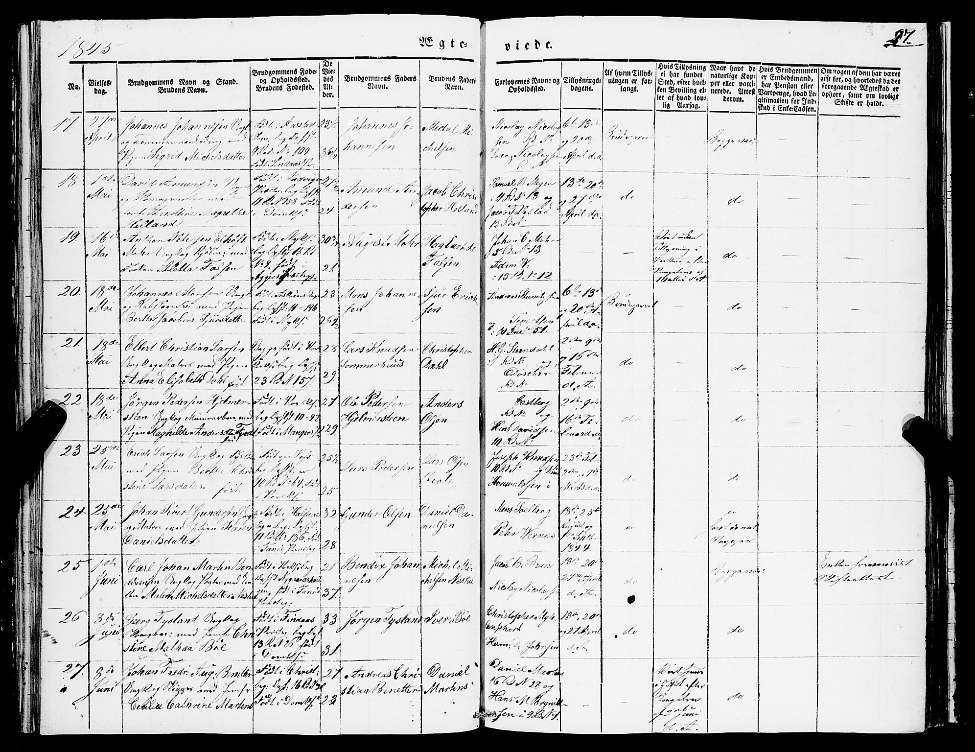 Domkirken sokneprestembete, SAB/A-74801/H/Haa/L0033: Parish register (official) no. D 1, 1841-1853, p. 27