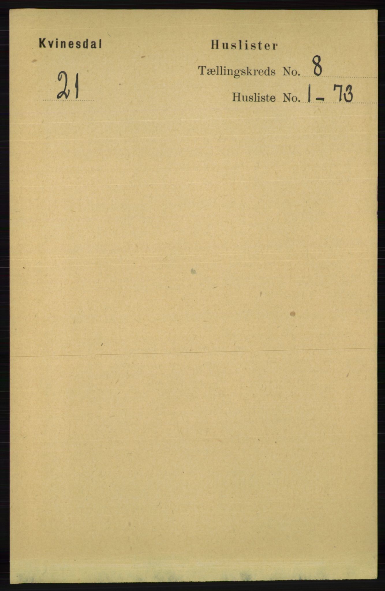 RA, 1891 census for 1037 Kvinesdal, 1891, p. 2691