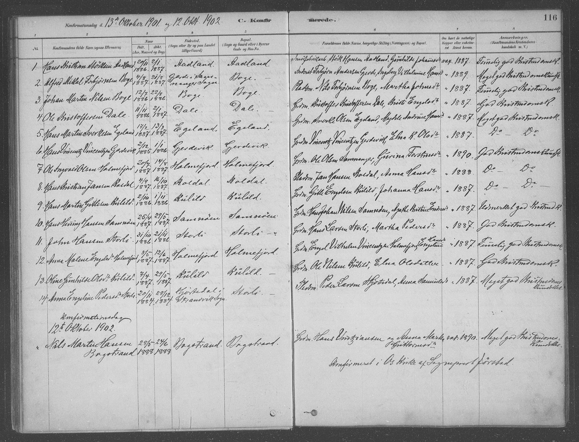 Fusa sokneprestembete, SAB/A-75401/H/Haa: Parish register (official) no. B 1, 1880-1938, p. 116