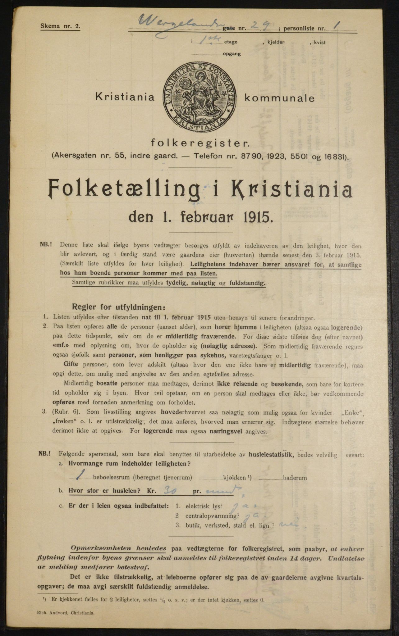 OBA, Municipal Census 1915 for Kristiania, 1915, p. 128487