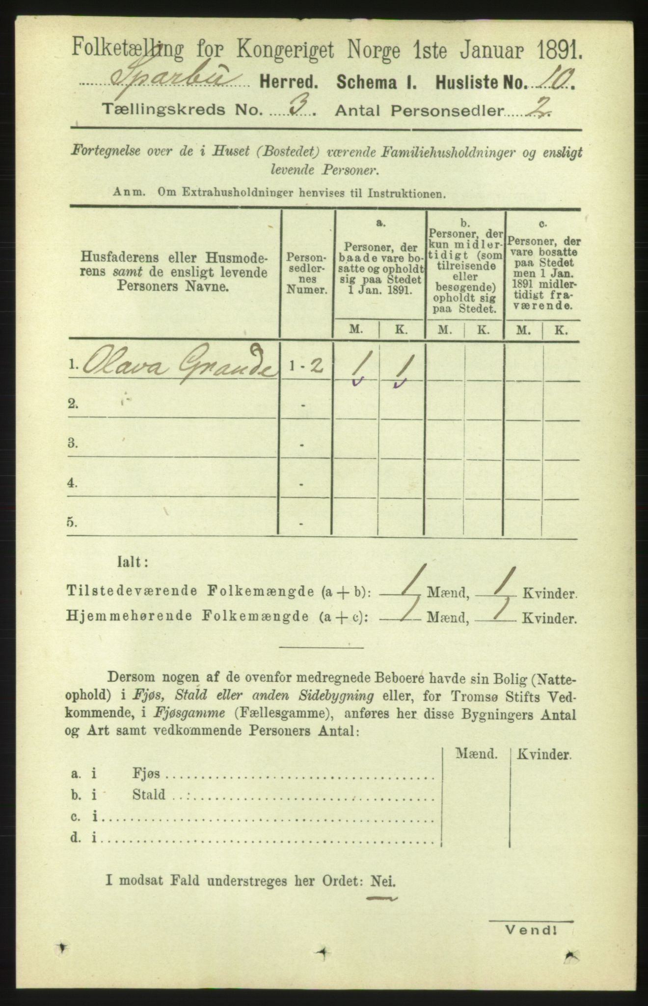 RA, 1891 census for 1731 Sparbu, 1891, p. 805