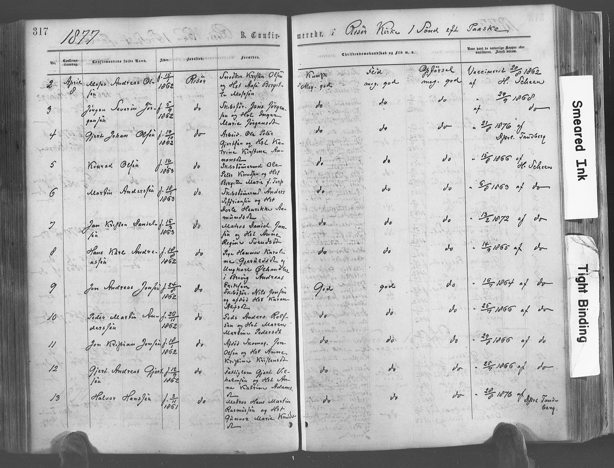 Risør sokneprestkontor, AV/SAK-1111-0035/F/Fa/L0004: Parish register (official) no. A 4, 1865-1882, p. 317