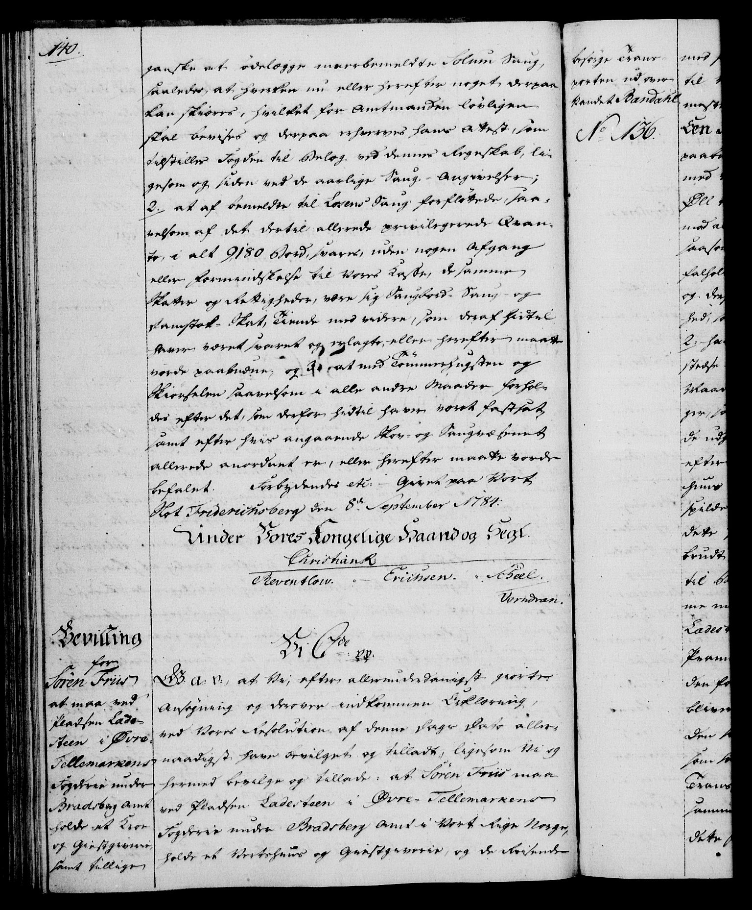 Rentekammeret, Kammerkanselliet, AV/RA-EA-3111/G/Gg/Gga/L0013: Norsk ekspedisjonsprotokoll med register (merket RK 53.13), 1784-1787, p. 140