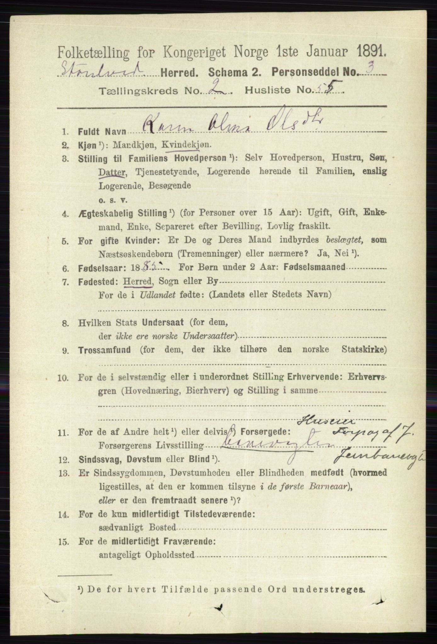 RA, 1891 census for 0430 Stor-Elvdal, 1891, p. 757