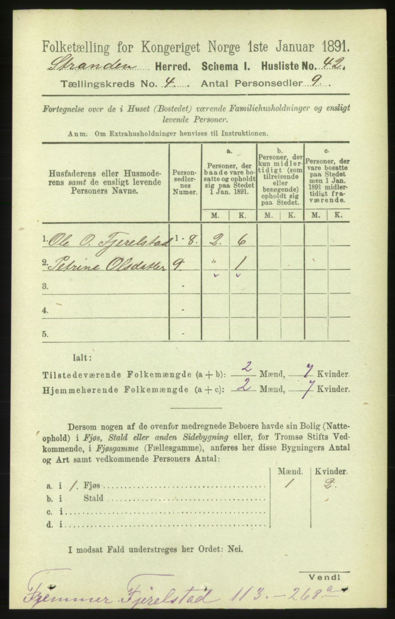 RA, 1891 census for 1525 Stranda, 1891, p. 791