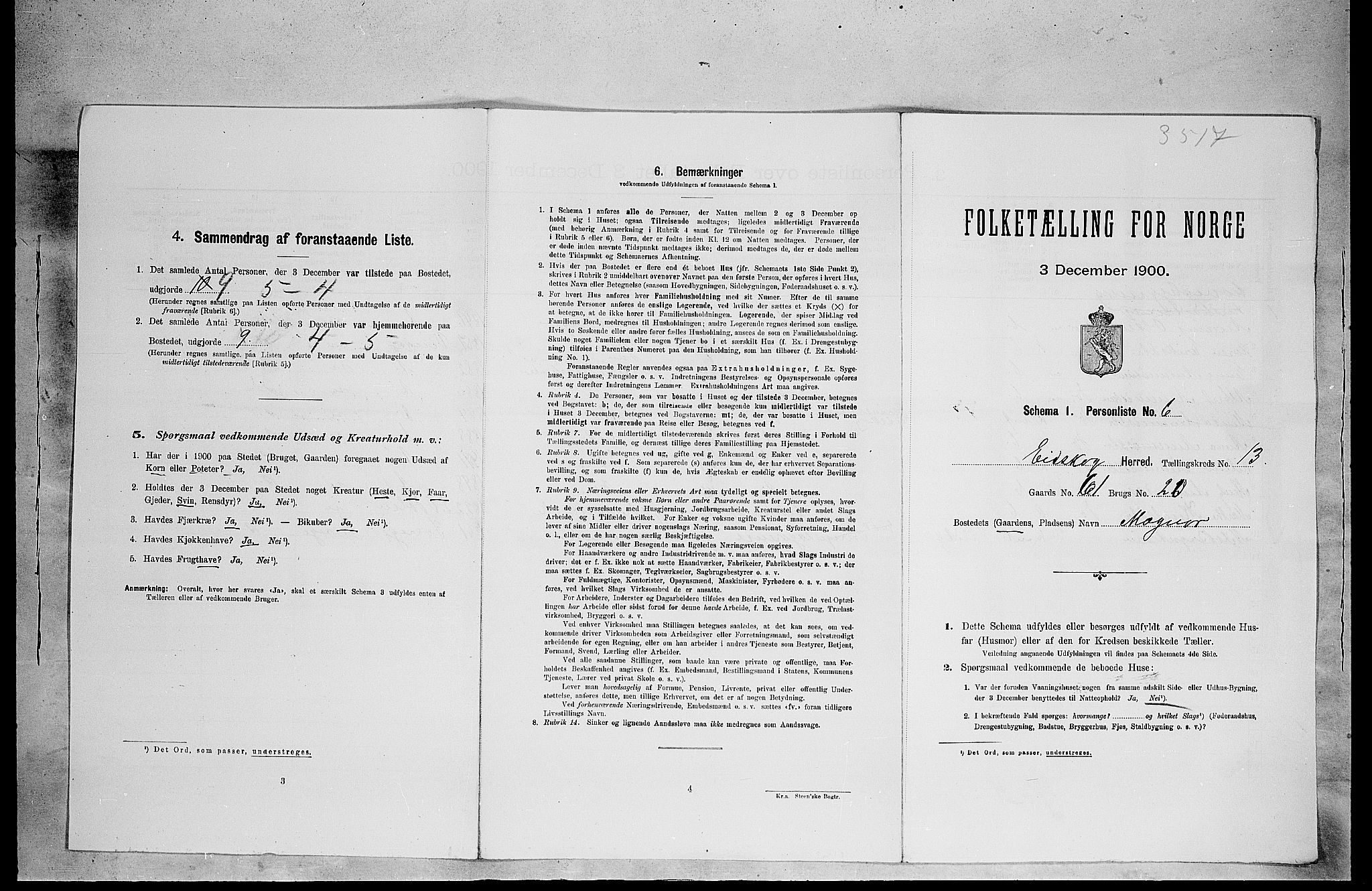 SAH, 1900 census for Eidskog, 1900, p. 1858