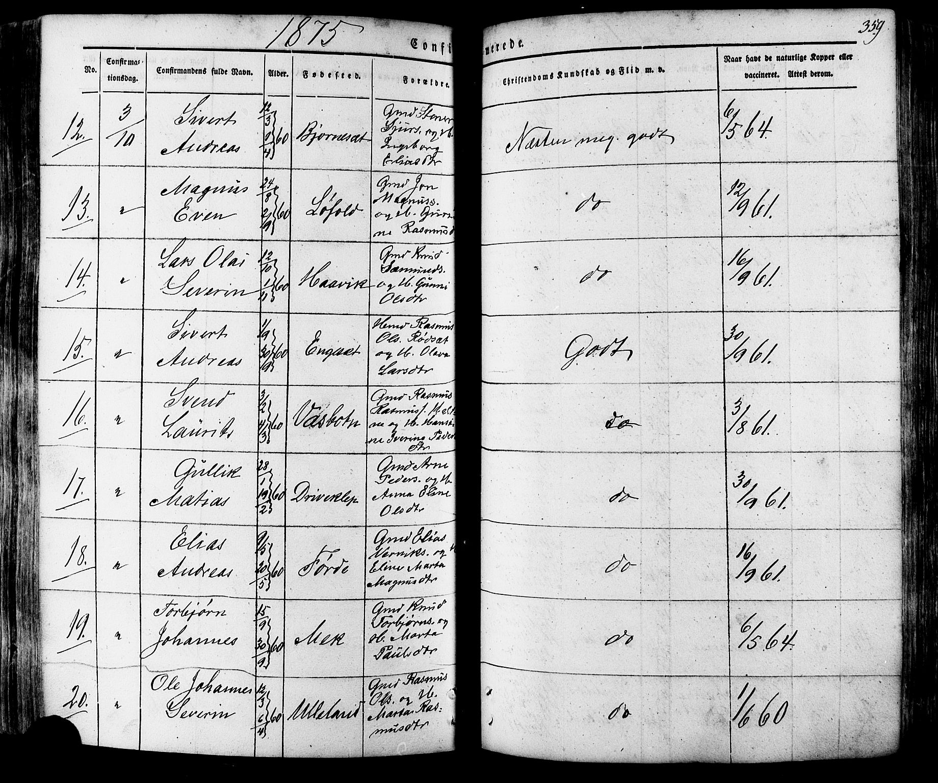 Ministerialprotokoller, klokkerbøker og fødselsregistre - Møre og Romsdal, AV/SAT-A-1454/511/L0140: Parish register (official) no. 511A07, 1851-1878, p. 359