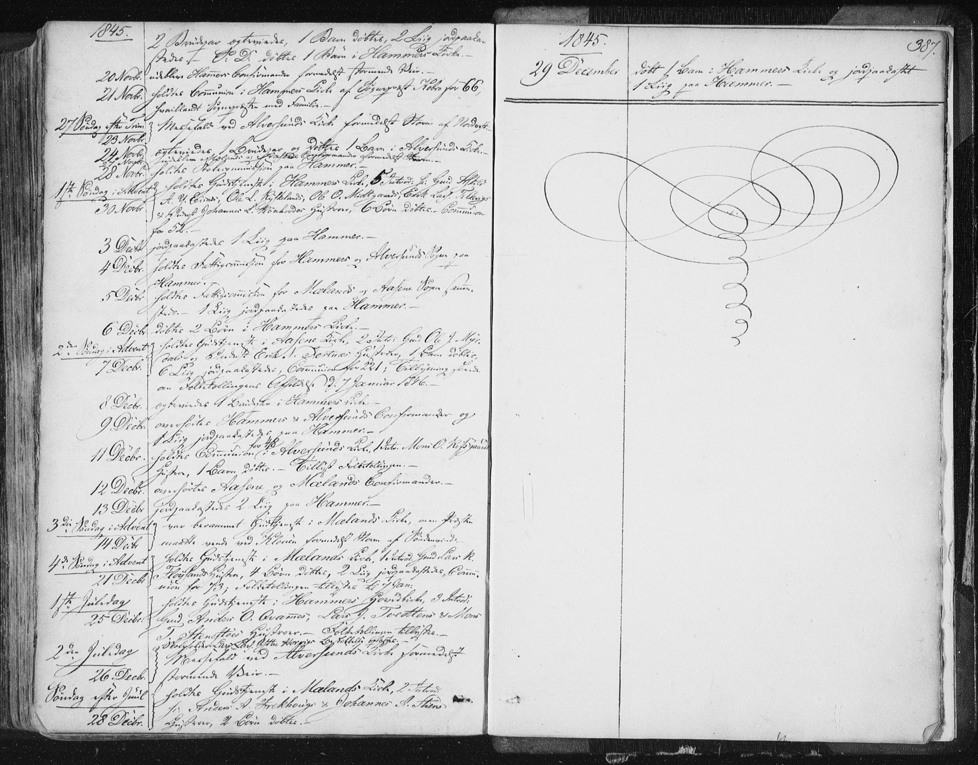 Hamre sokneprestembete, AV/SAB-A-75501/H/Ha/Haa/Haaa/L0012: Parish register (official) no. A 12, 1834-1845, p. 387