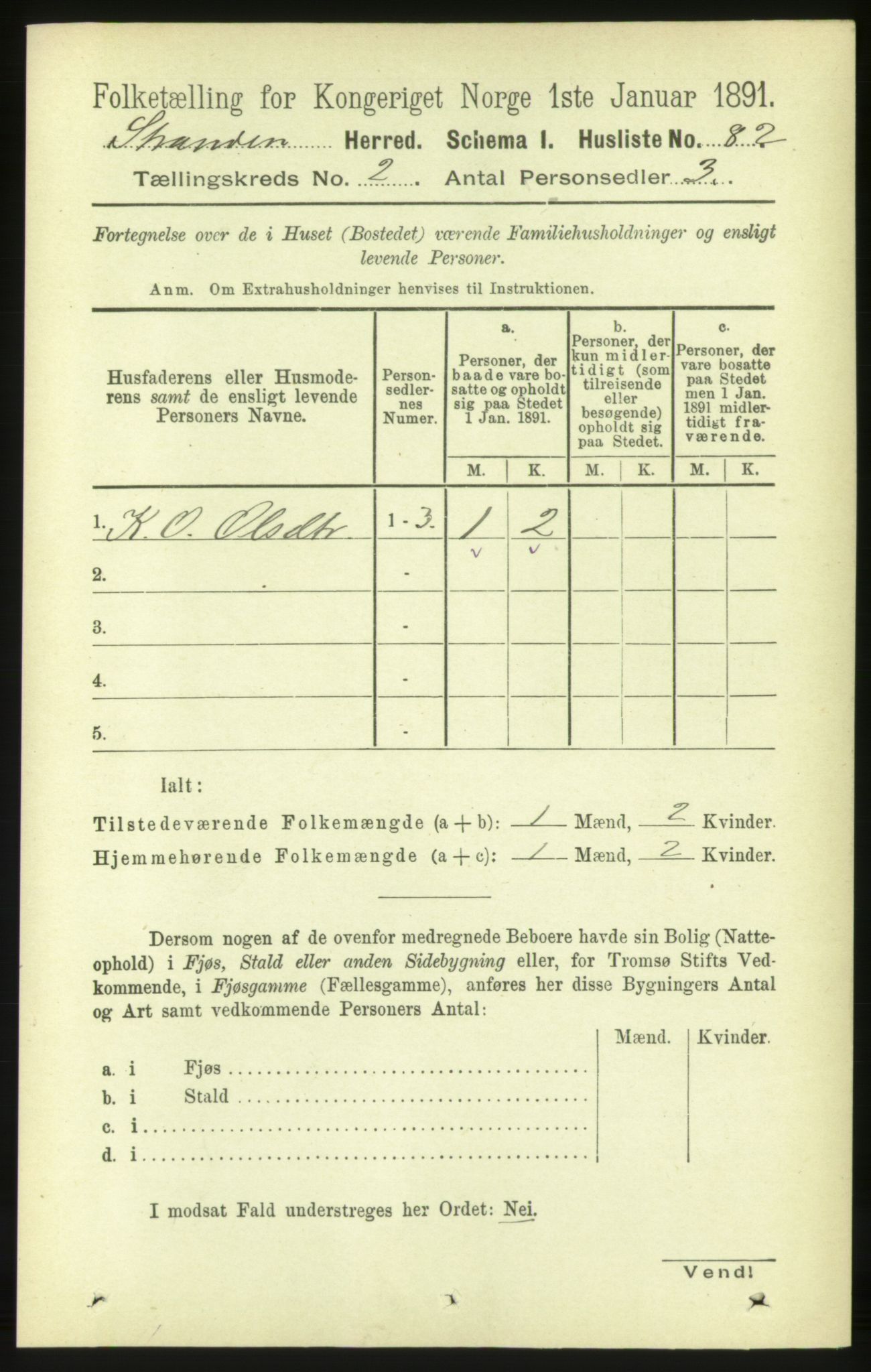 RA, 1891 census for 1525 Stranda, 1891, p. 278