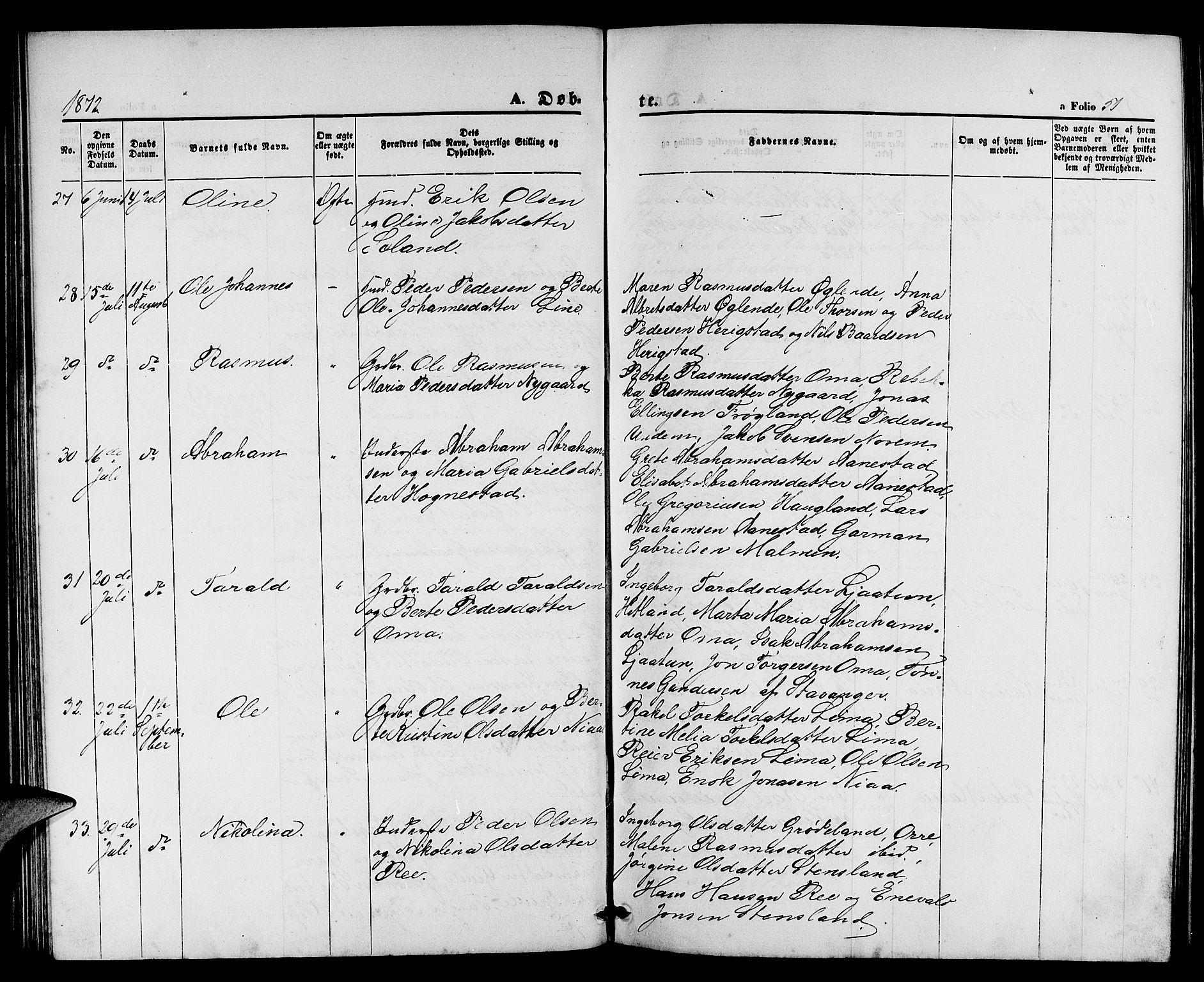 Lye sokneprestkontor, AV/SAST-A-101794/001/30BB/L0004: Parish register (copy) no. B 4, 1868-1878, p. 51