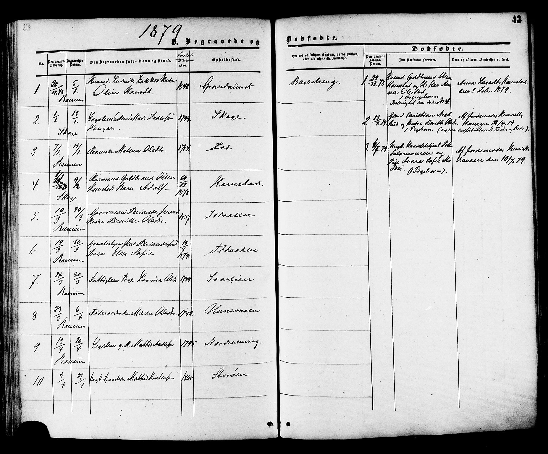 Ministerialprotokoller, klokkerbøker og fødselsregistre - Nord-Trøndelag, SAT/A-1458/764/L0553: Parish register (official) no. 764A08, 1858-1880, p. 43