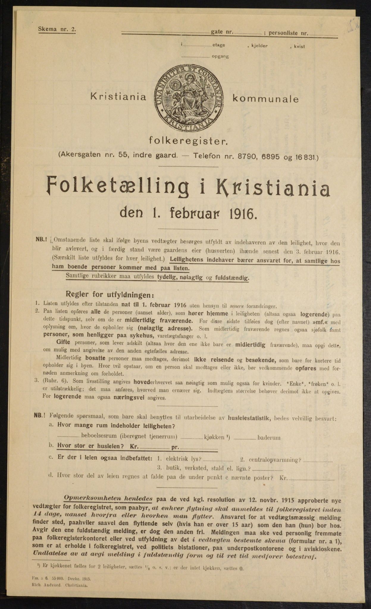 OBA, Municipal Census 1916 for Kristiania, 1916, p. 55657