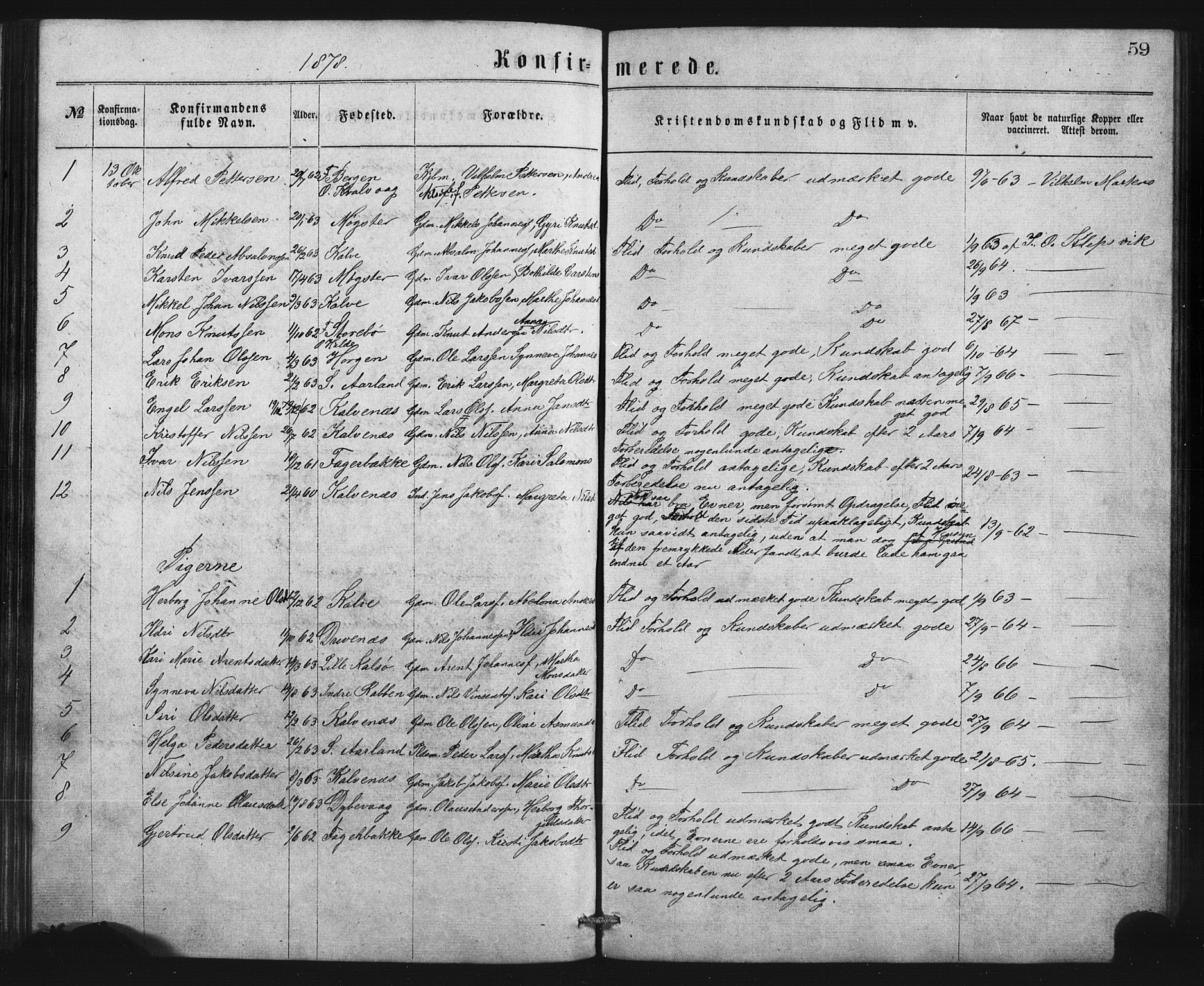 Austevoll Sokneprestembete, SAB/A-74201/H/Hab: Parish register (copy) no. B 2, 1865-1878, p. 59