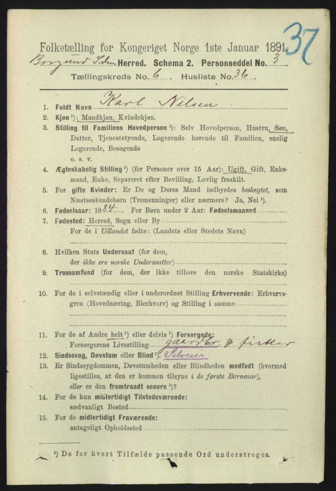 RA, 1891 census for 1531 Borgund, 1891, p. 1796