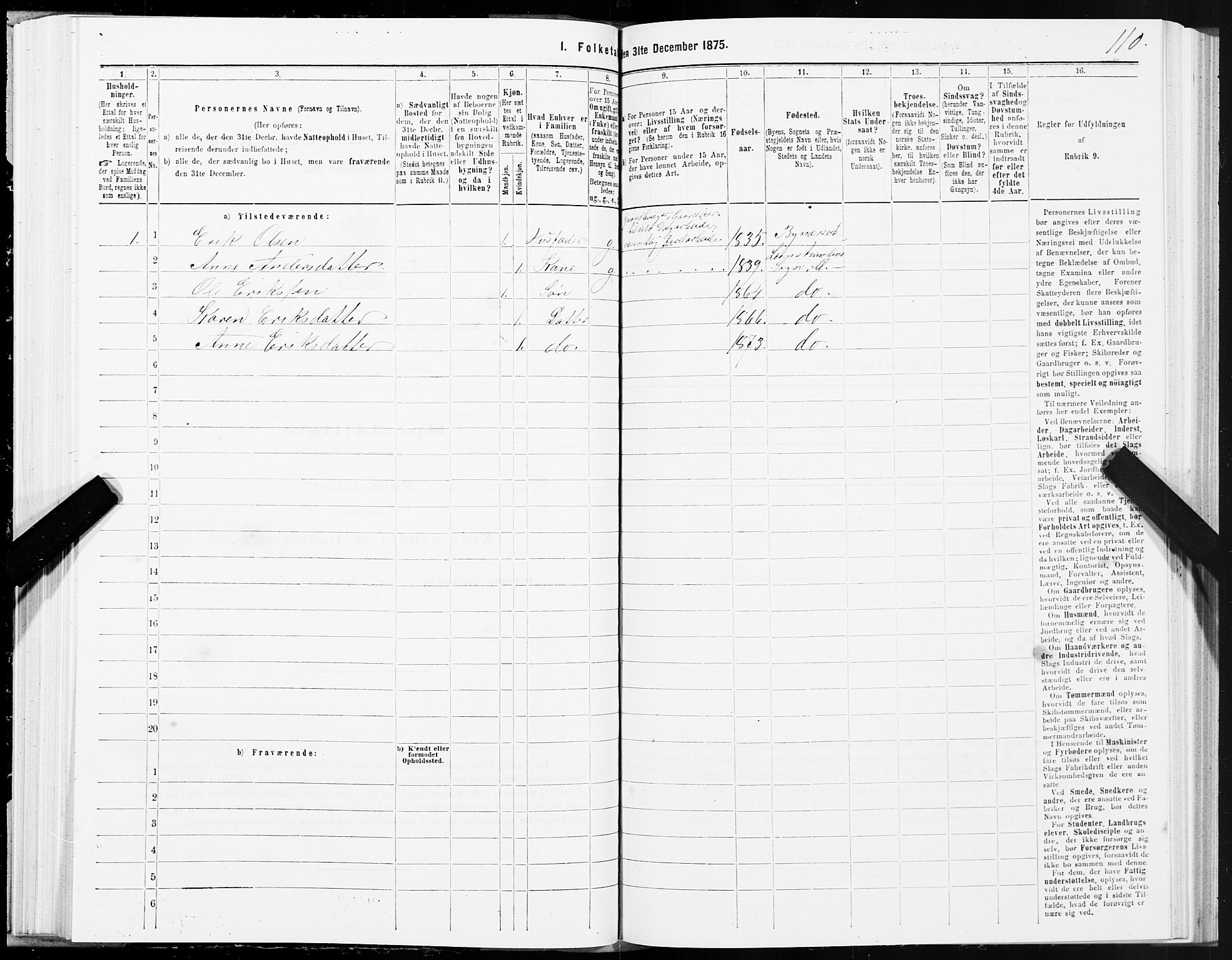 SAT, 1875 census for 1653P Melhus, 1875, p. 8110