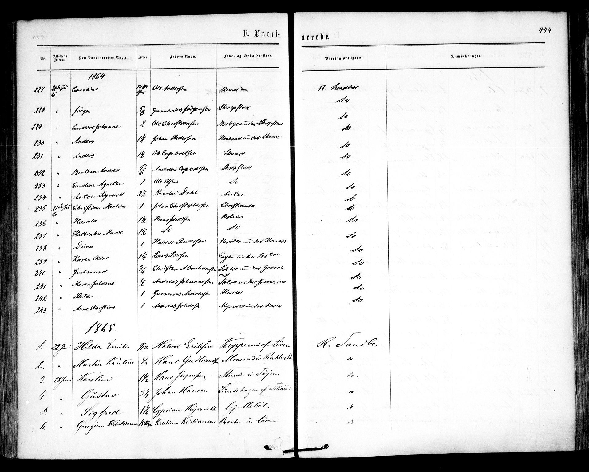 Høland prestekontor Kirkebøker, SAO/A-10346a/F/Fa/L0011: Parish register (official) no. I 11, 1862-1869, p. 444