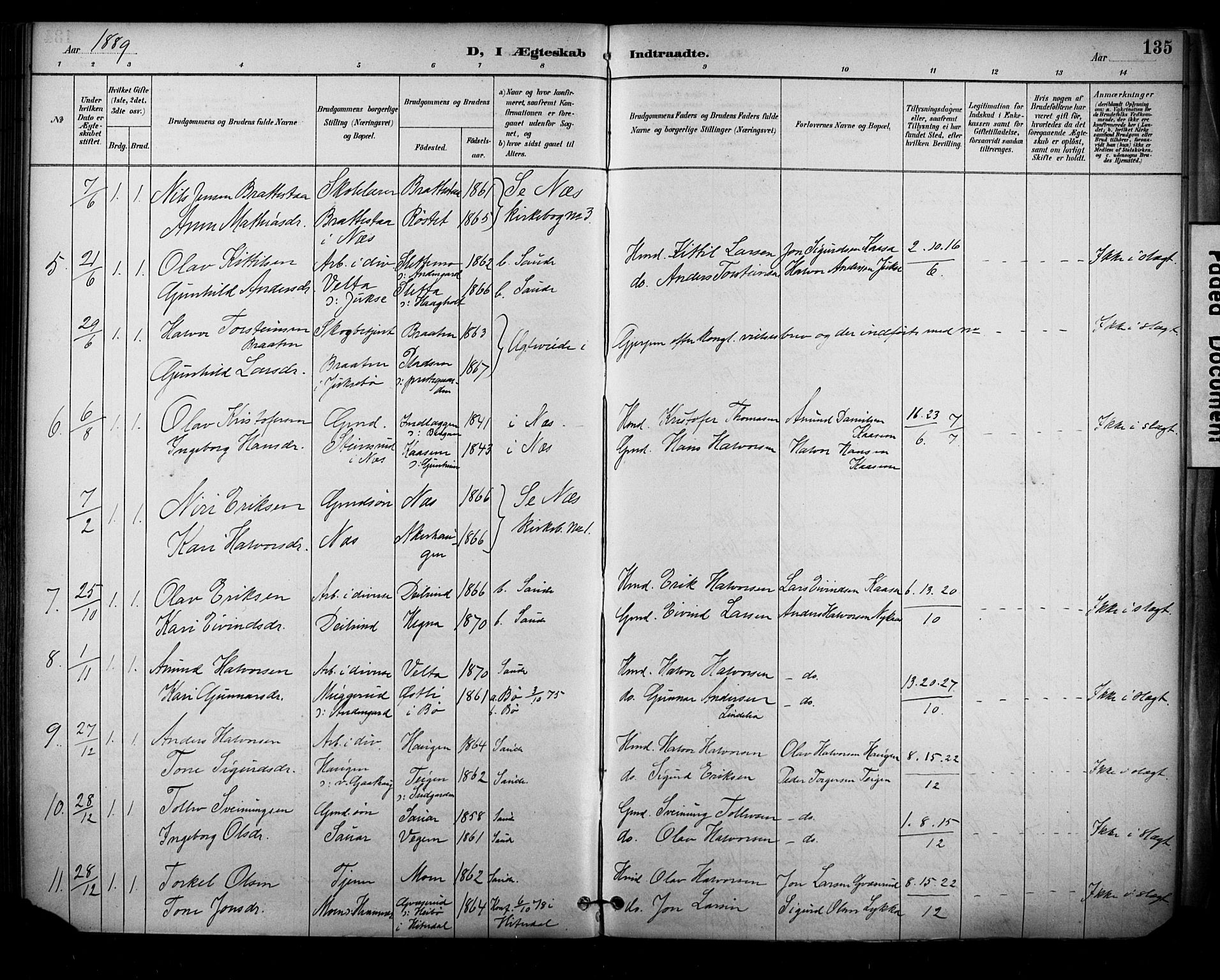 Sauherad kirkebøker, AV/SAKO-A-298/F/Fa/L0009: Parish register (official) no. I 9, 1887-1912, p. 135