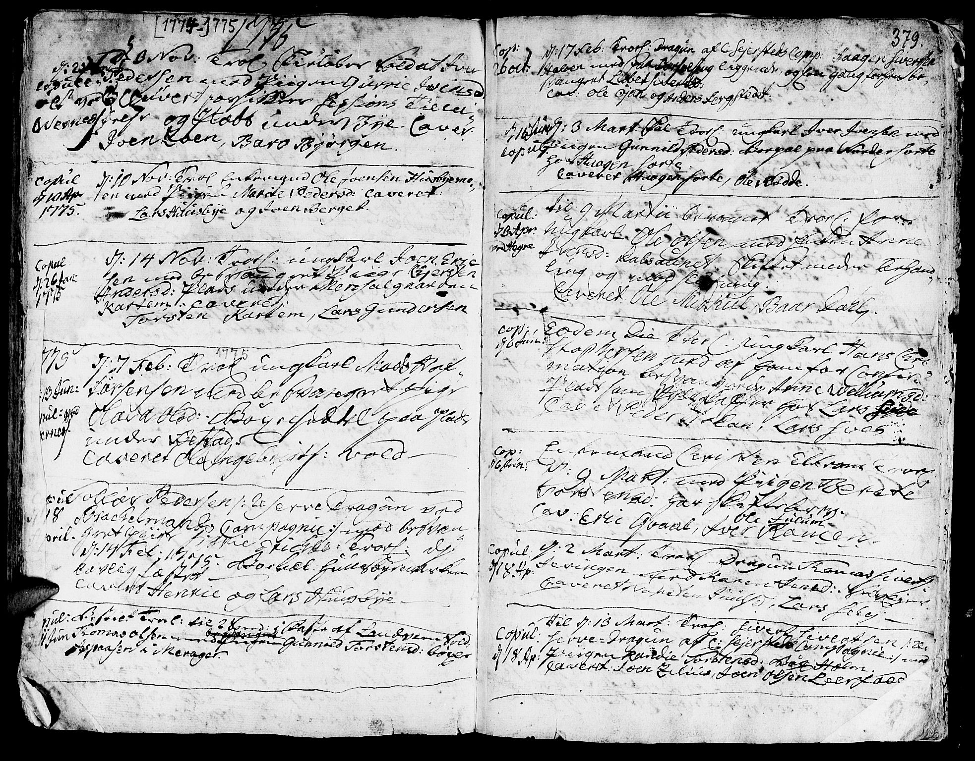 Ministerialprotokoller, klokkerbøker og fødselsregistre - Nord-Trøndelag, SAT/A-1458/709/L0057: Parish register (official) no. 709A05, 1755-1780, p. 379