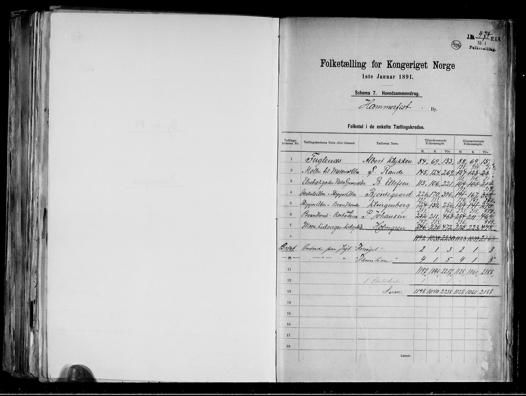 RA, 1891 census for 2001 Hammerfest, 1891, p. 2