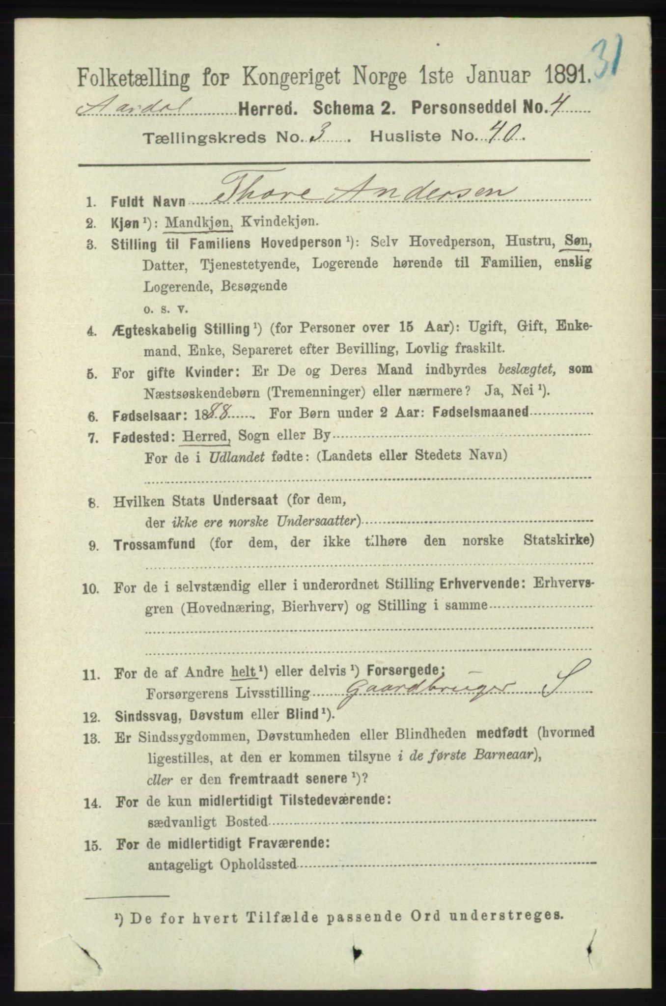 RA, 1891 census for 1131 Årdal, 1891, p. 1065