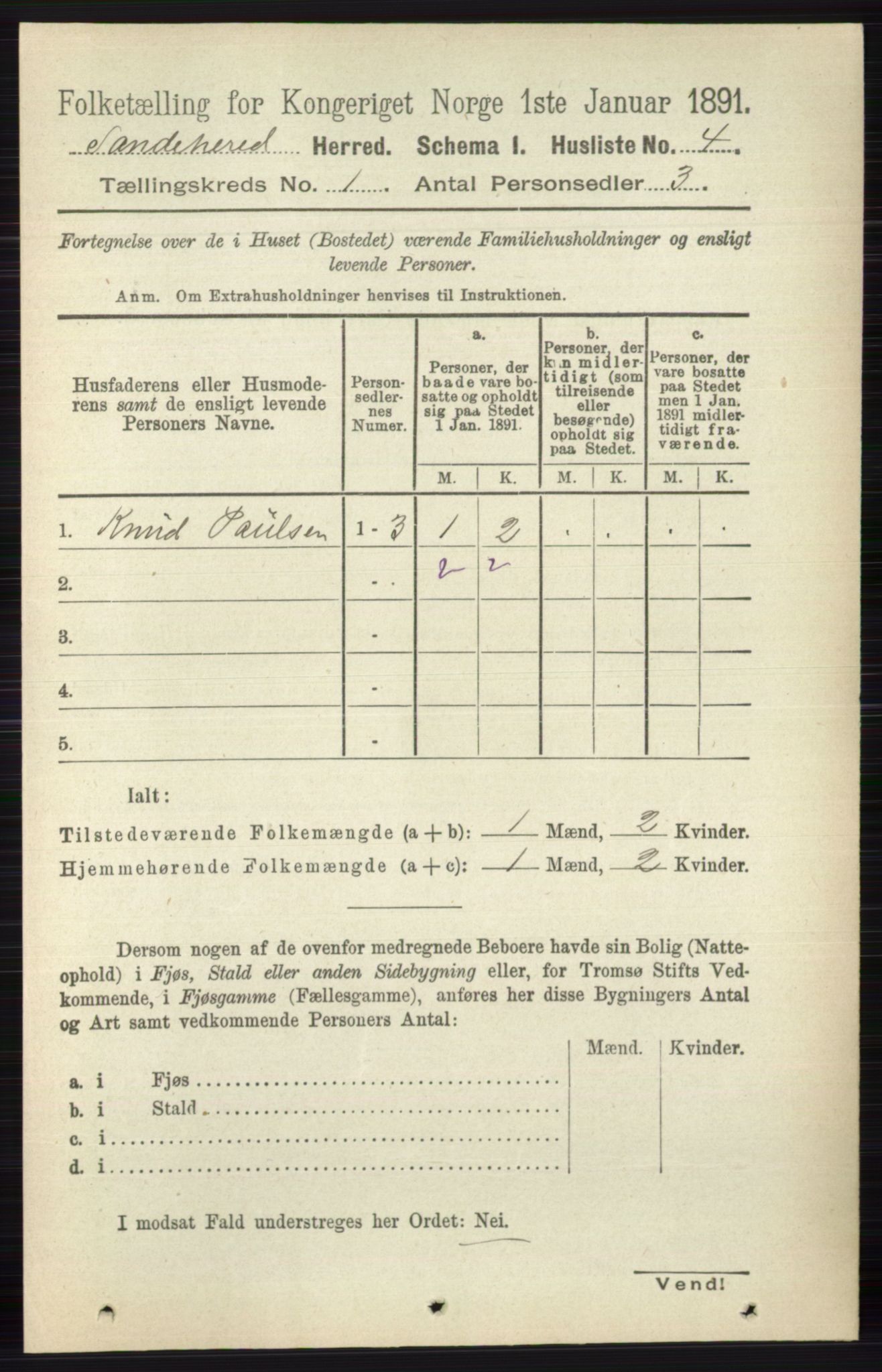 RA, 1891 census for 0724 Sandeherred, 1891, p. 50