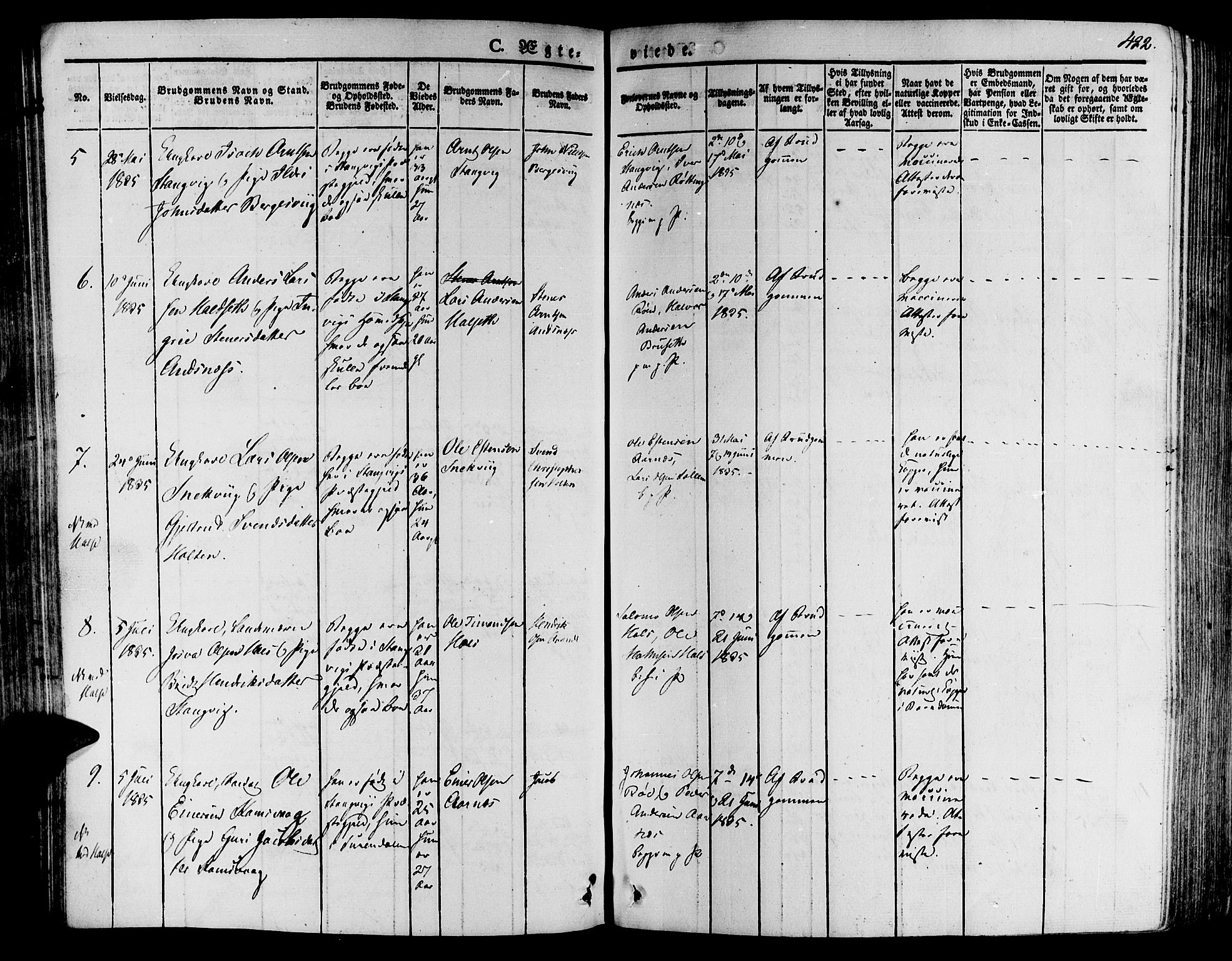 Ministerialprotokoller, klokkerbøker og fødselsregistre - Møre og Romsdal, AV/SAT-A-1454/592/L1024: Parish register (official) no. 592A03 /1, 1831-1849, p. 422