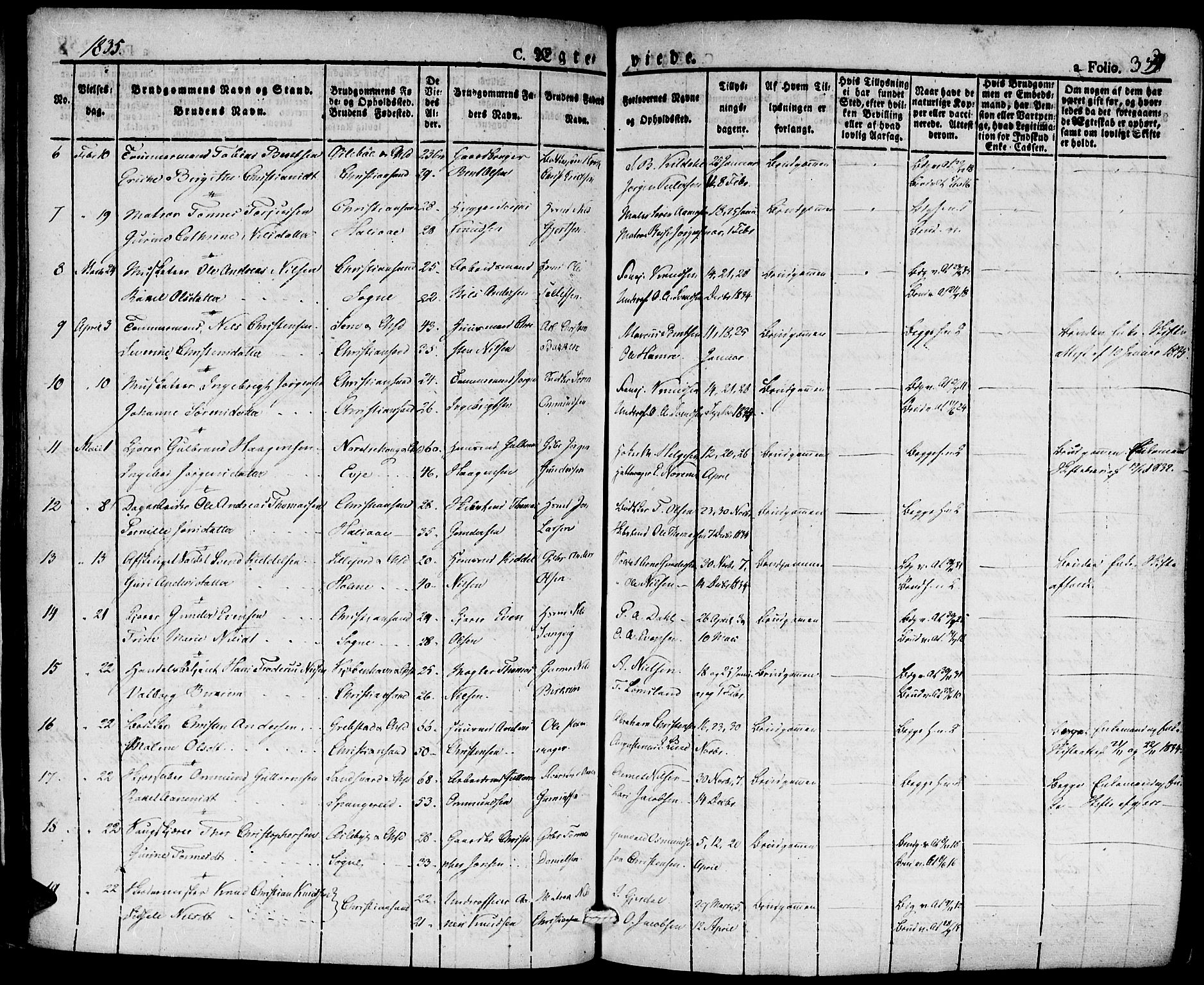 Kristiansand domprosti, SAK/1112-0006/F/Fa/L0011: Parish register (official) no. A 11, 1827-1841, p. 359