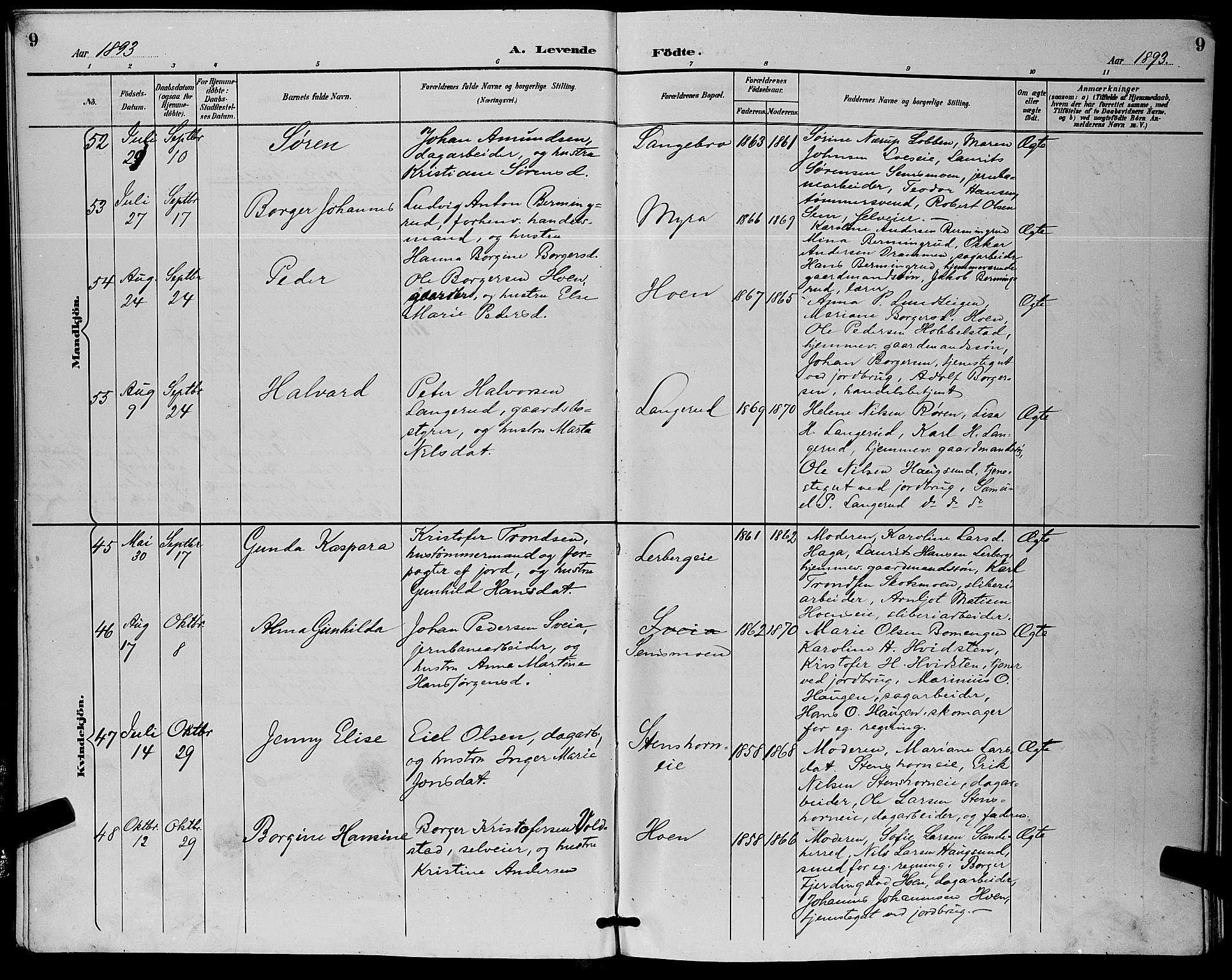 Eiker kirkebøker, AV/SAKO-A-4/G/Ga/L0007: Parish register (copy) no. I 7, 1893-1902, p. 9