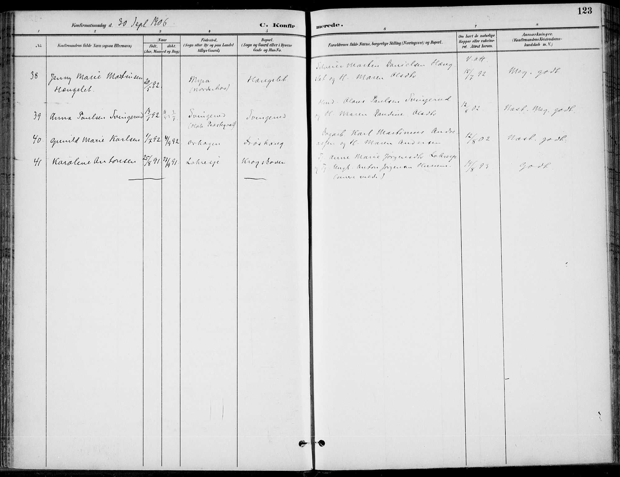 Hole kirkebøker, AV/SAKO-A-228/F/Fa/L0009: Parish register (official) no. I 9, 1892-1907, p. 123