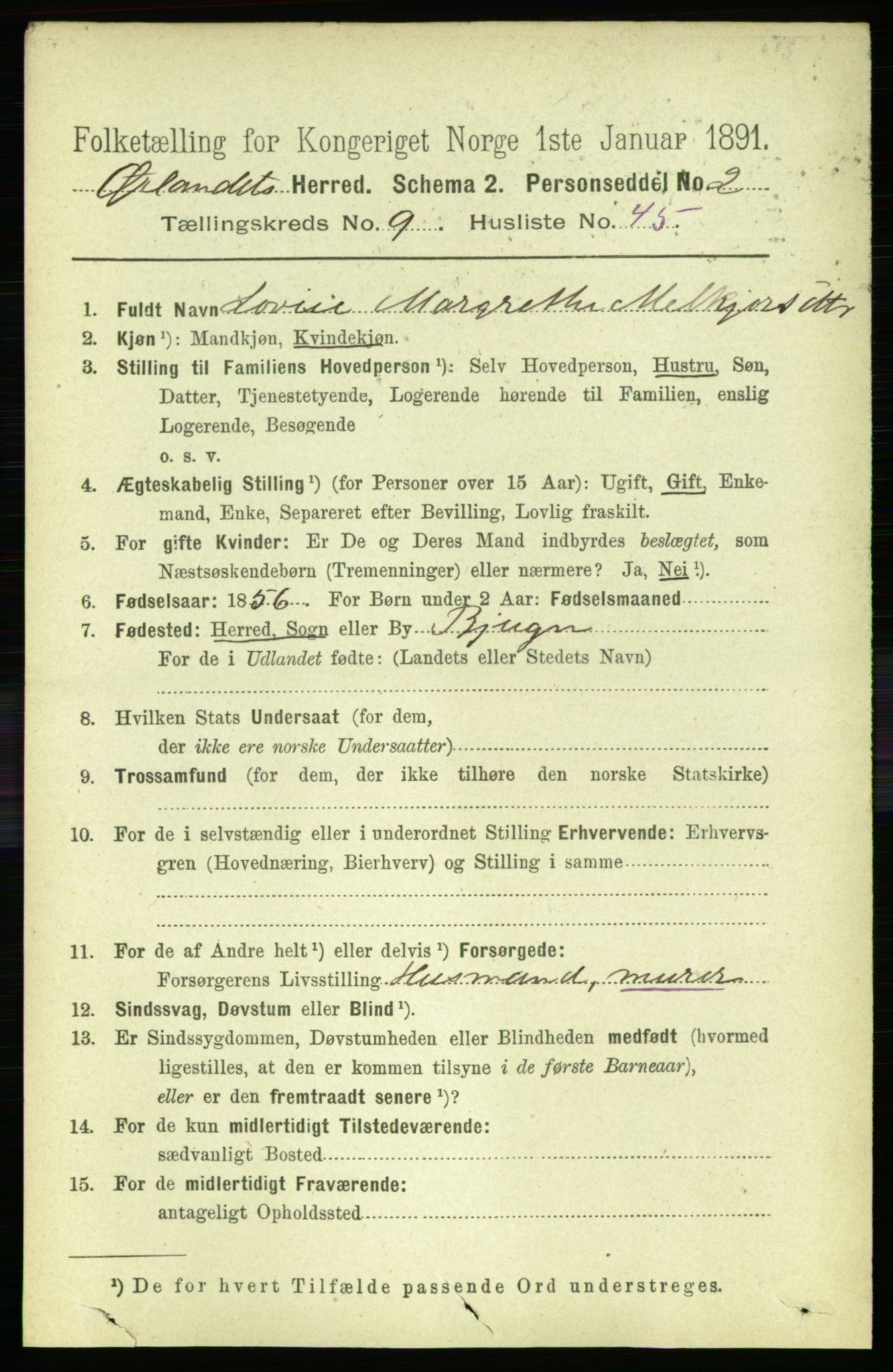 RA, 1891 census for 1621 Ørland, 1891, p. 4094