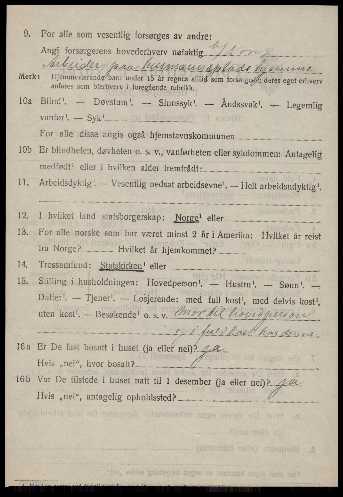 SAT, 1920 census for Stangvik, 1920, p. 1991