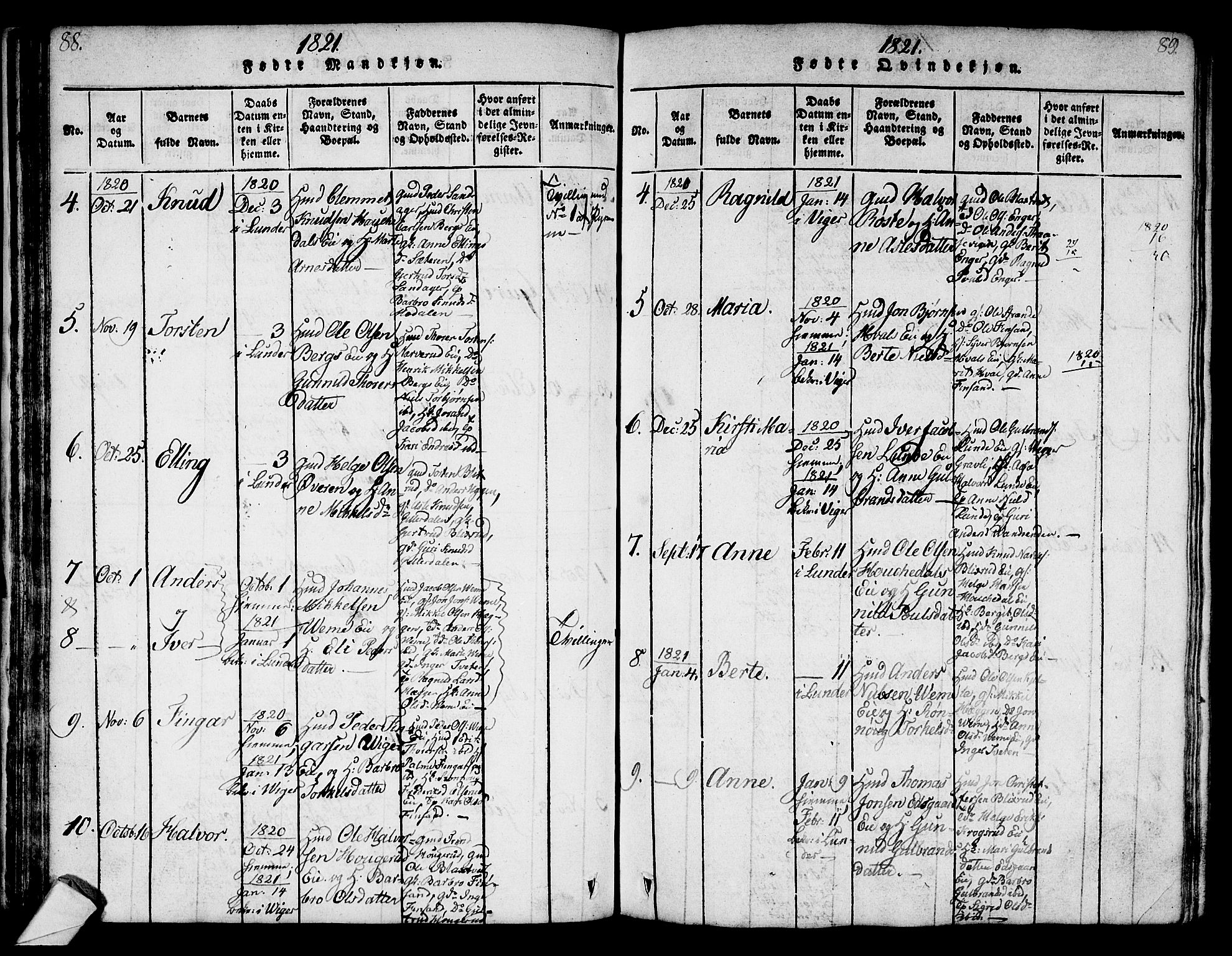 Norderhov kirkebøker, AV/SAKO-A-237/G/Ga/L0003: Parish register (copy) no. I 3 /2, 1814-1876, p. 88-89