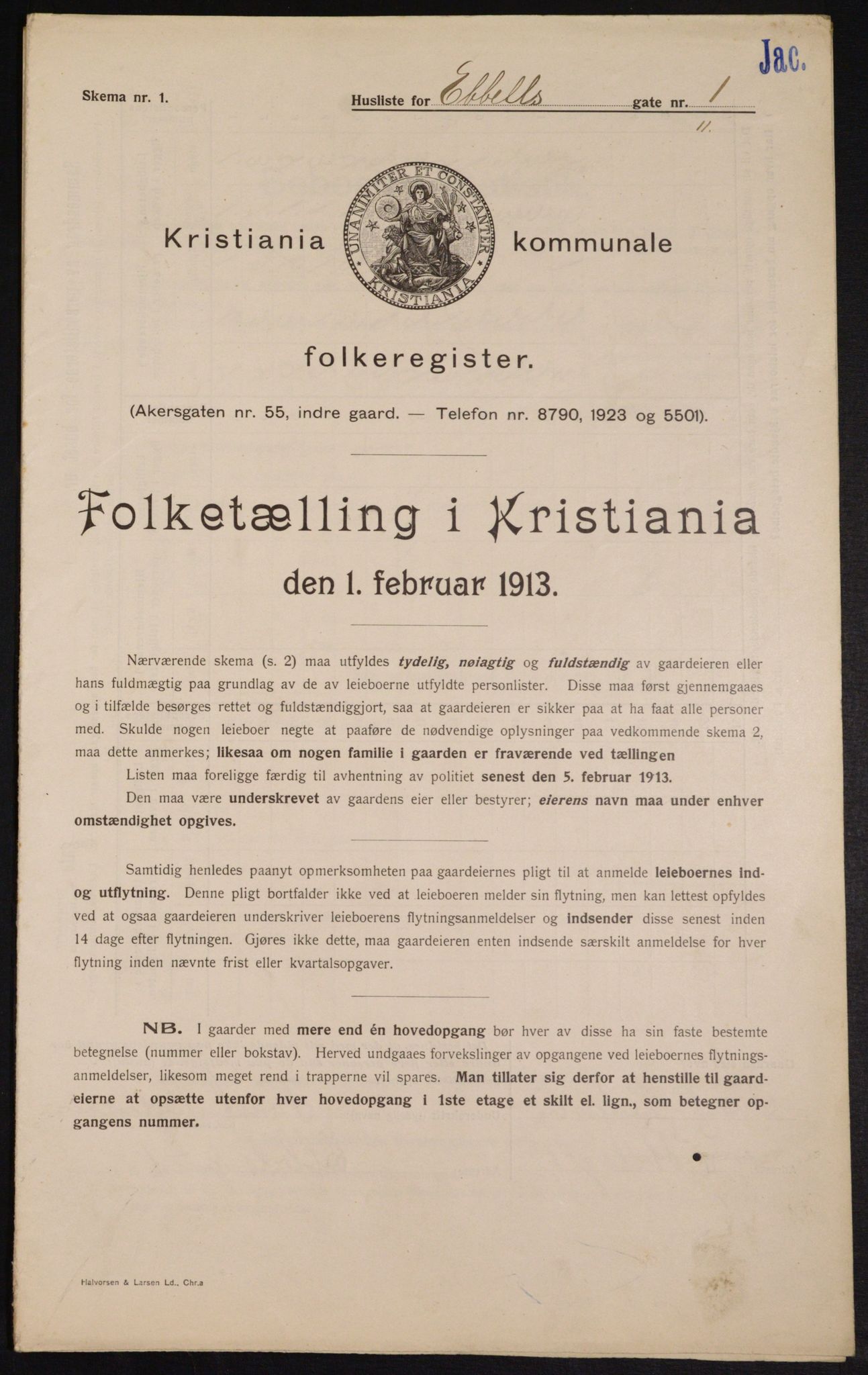 OBA, Municipal Census 1913 for Kristiania, 1913, p. 18101