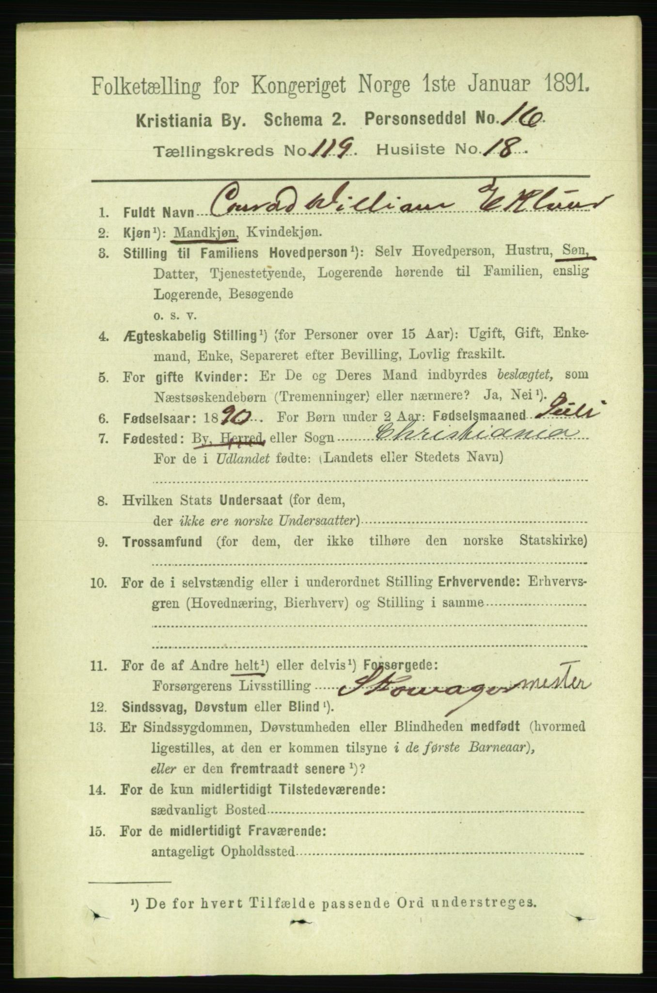 RA, 1891 census for 0301 Kristiania, 1891, p. 63906