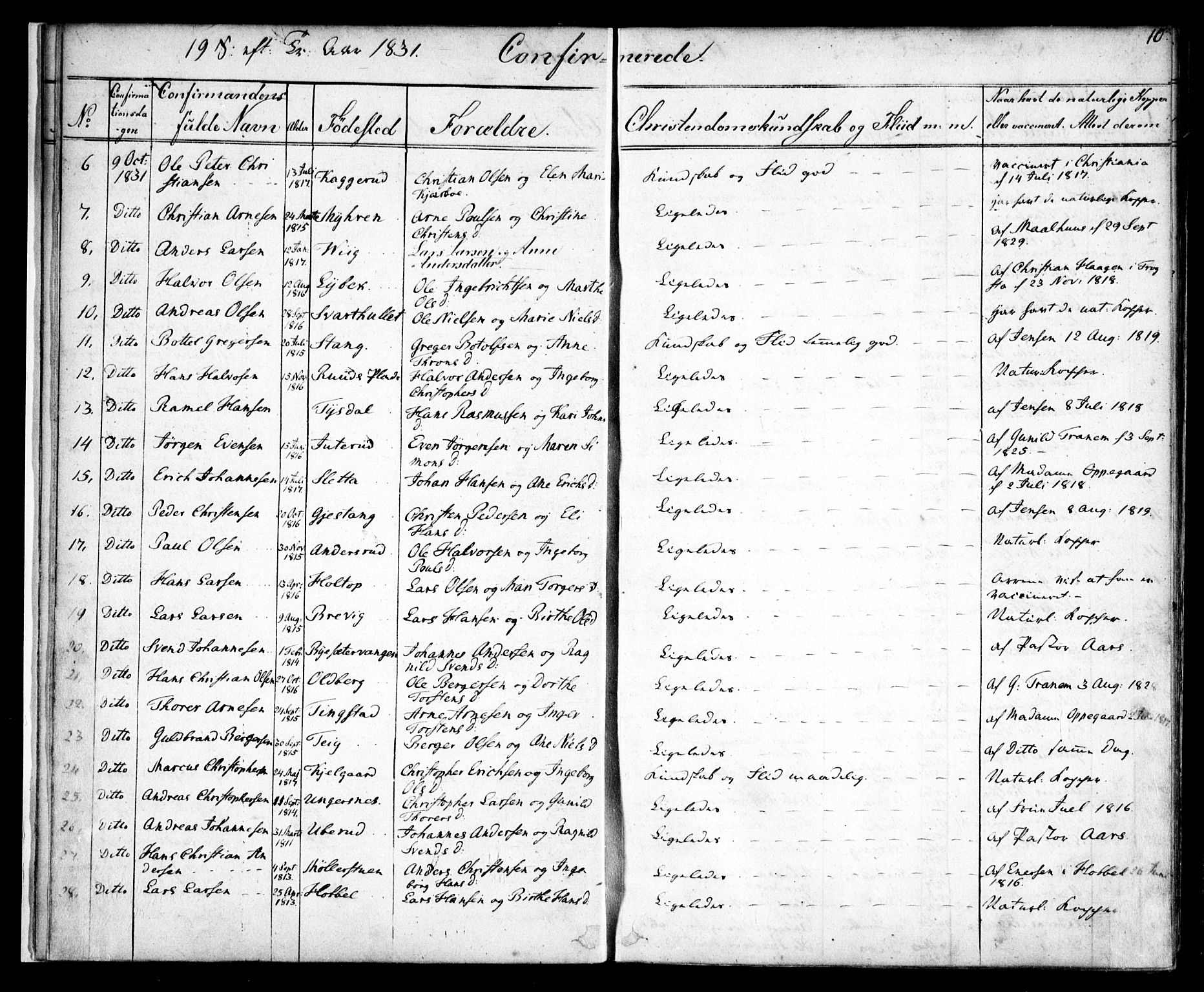 Enebakk prestekontor Kirkebøker, SAO/A-10171c/F/Fa/L0010: Parish register (official) no. I 10, 1829-1876, p. 10