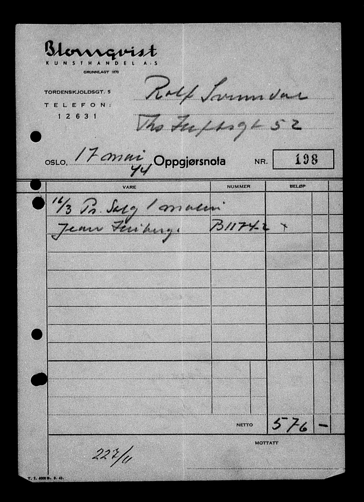 Justisdepartementet, Tilbakeføringskontoret for inndratte formuer, AV/RA-S-1564/H/Hc/Hcd/L0989: --, 1945-1947, p. 516