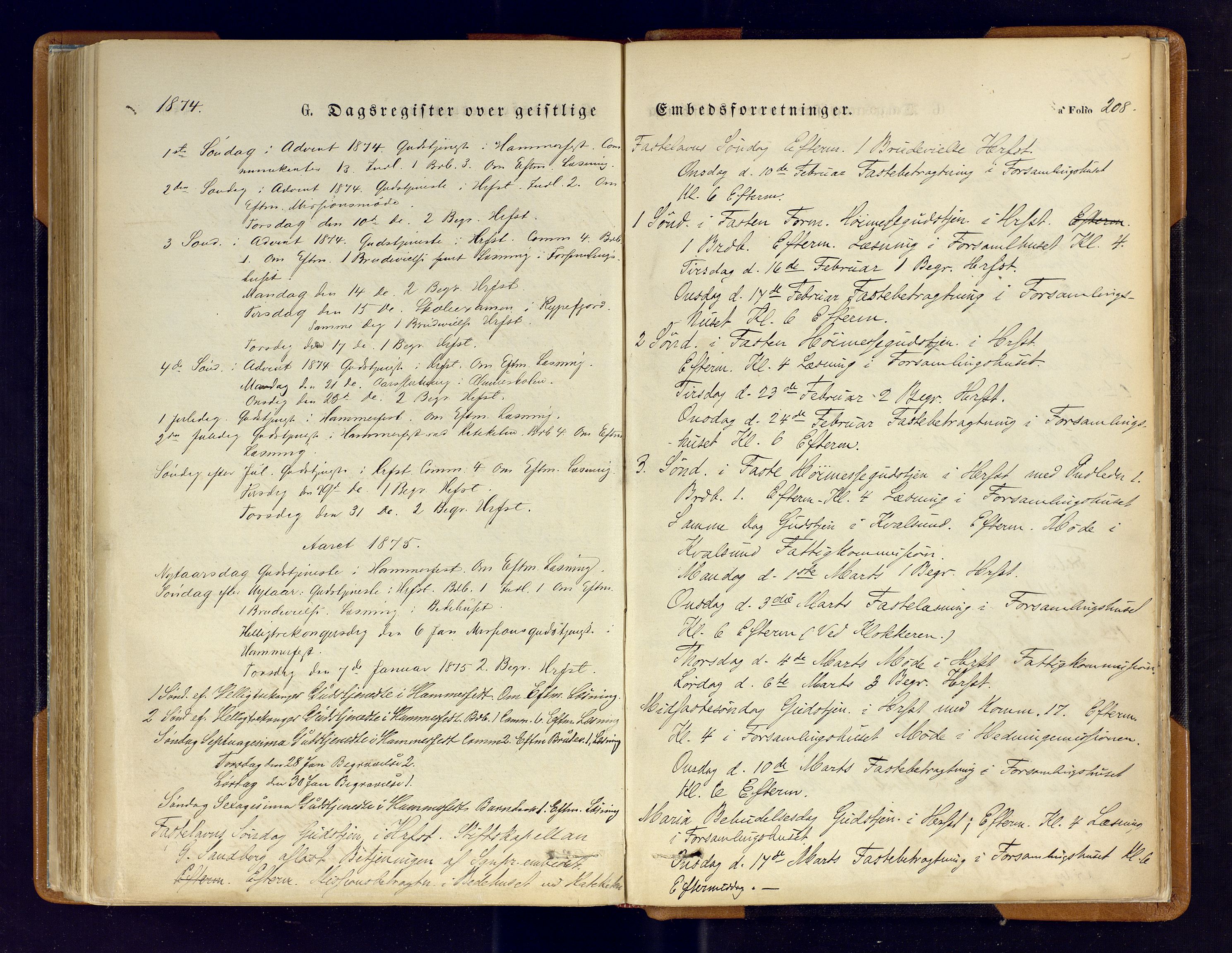 Hammerfest sokneprestkontor, SATØ/S-1347/H/Ha/L0006.kirke: Parish register (official) no. 6, 1869-1877, p. 208