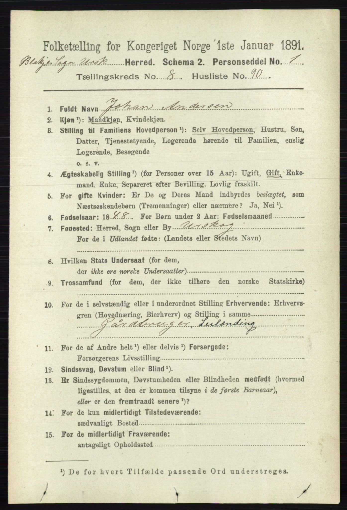 RA, 1891 census for 0224 Aurskog, 1891, p. 4398